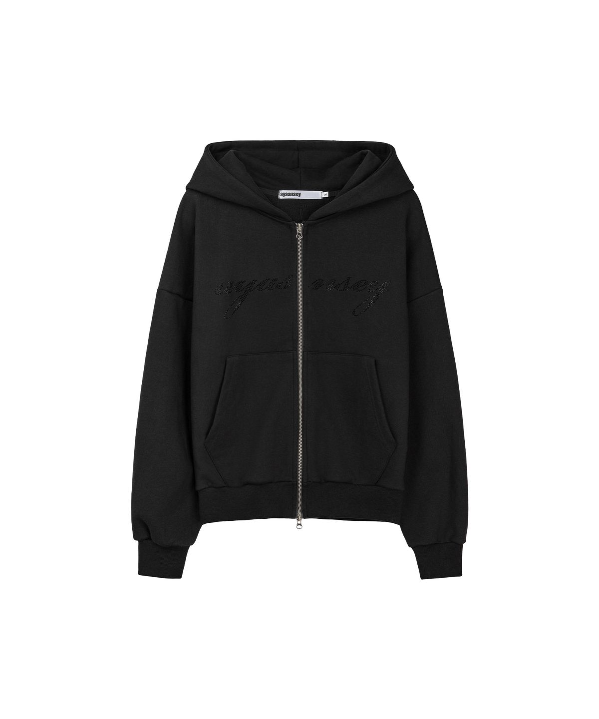 아야즈앤세이(AYASNSEY) KOHI BACK CROSS LACE HOTFIX OVER HOODIE ZIP UP