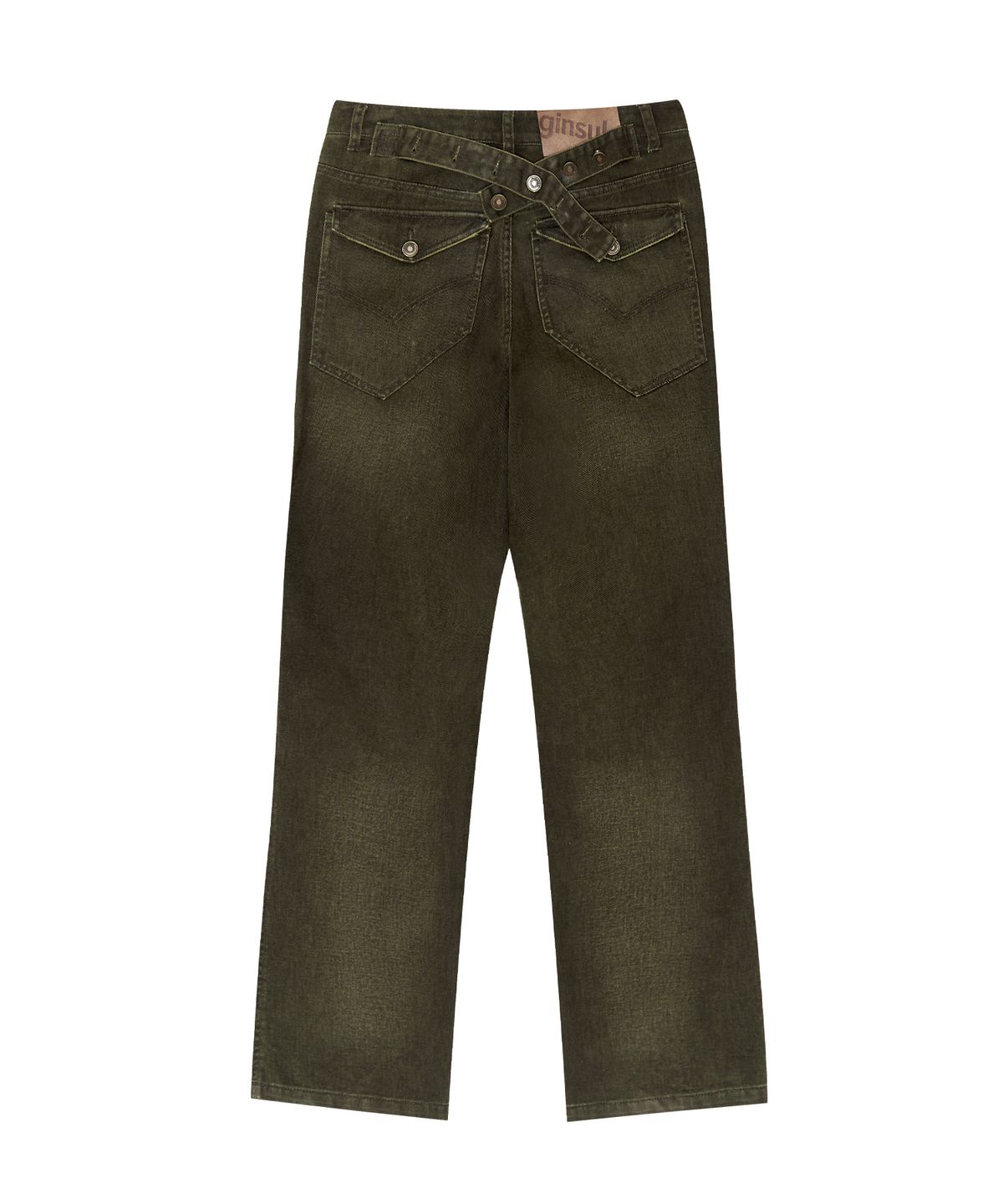 긴스키(GINSUKI) BACK STRAP VINTAGE DENIM PANTS (KHAKI)