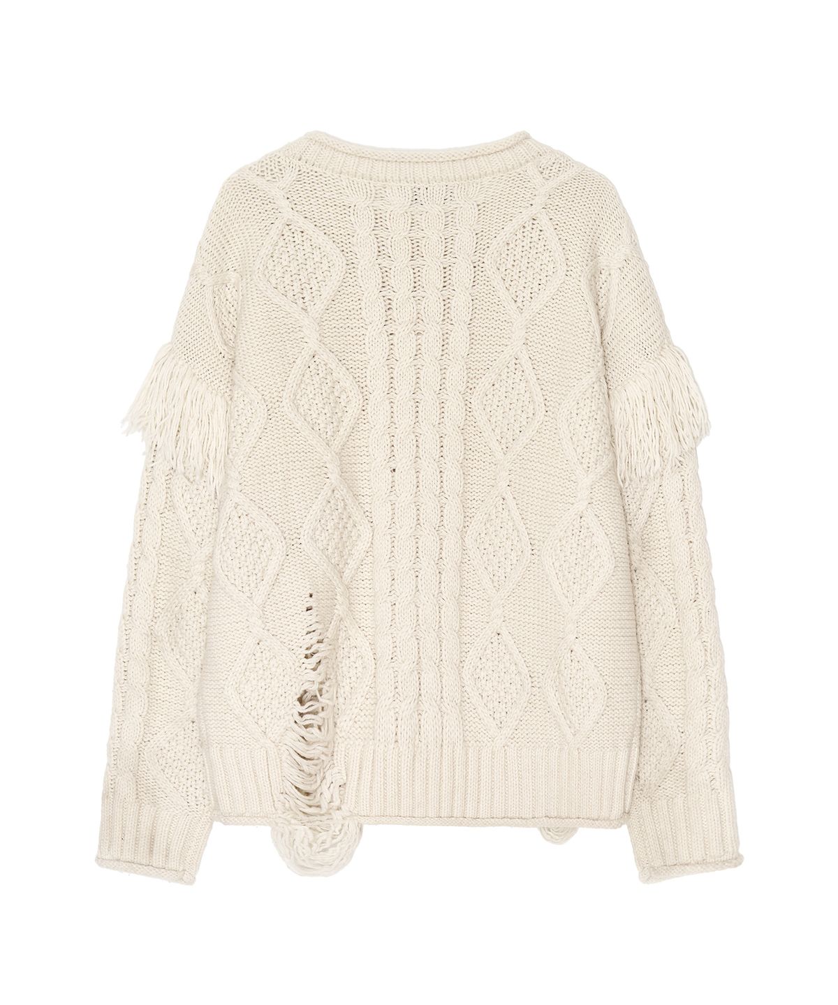긴스키(GINSUKI) WOOL REVERSIBLE CABLE SWEATER (IVORY)