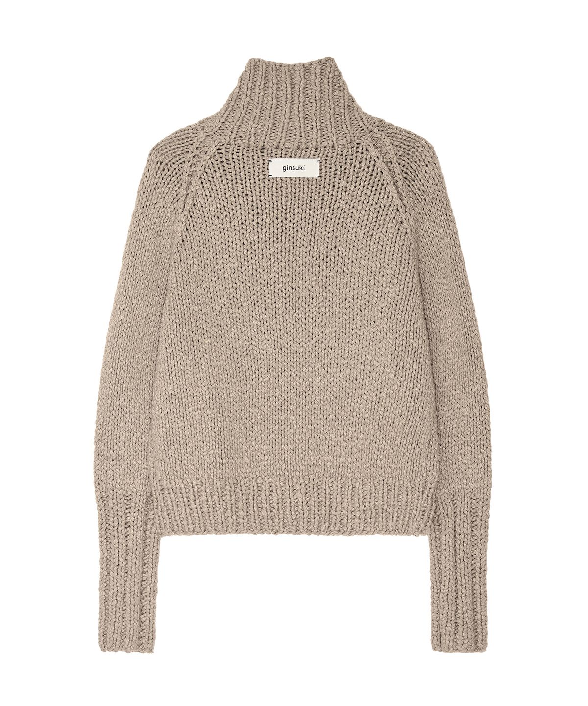 긴스키(GINSUKI) HANDMADE HIGH NECK KNIT ZIP-UP (GREY)
