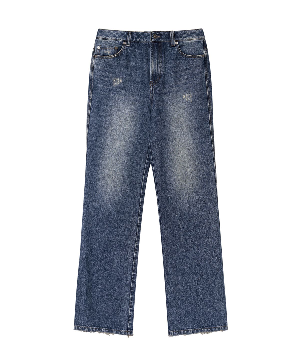 긴스키(GINSUKI) [긴스키 X 물바다]BACK STRAP WASHED FLARE DENIM PANTS (BLUE)