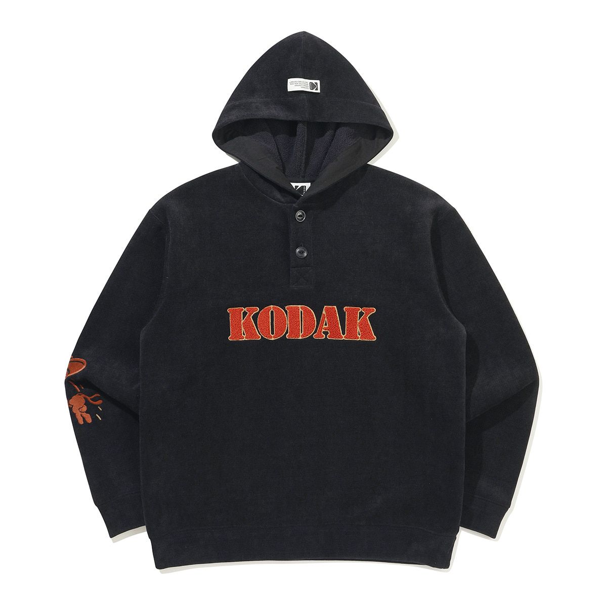 코닥(KODAK) 씨네라운지 코지 웜 후드 티셔츠 BLACK