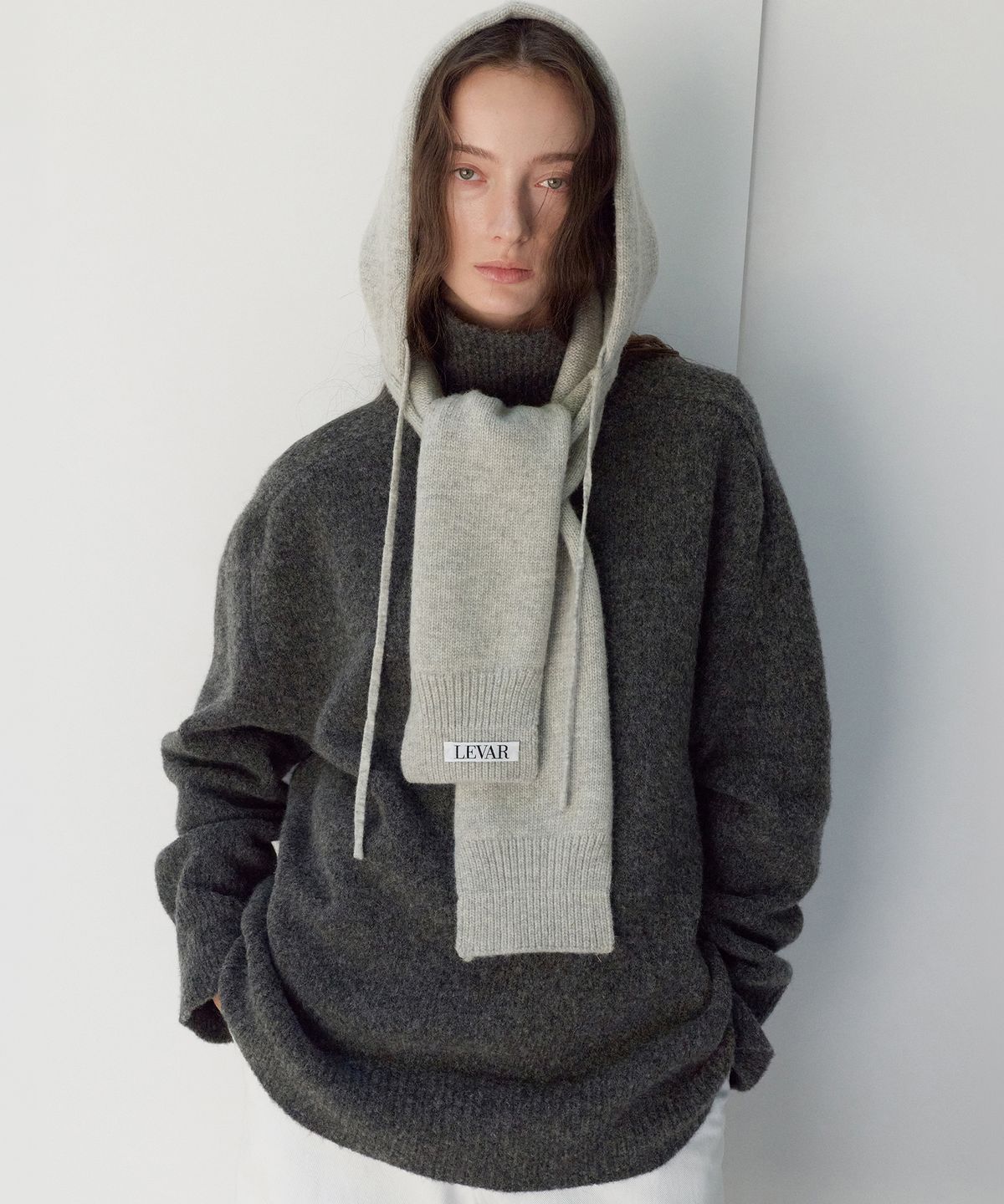 르바(LEVAR) Studio Wool Balaclava - Melange Grey