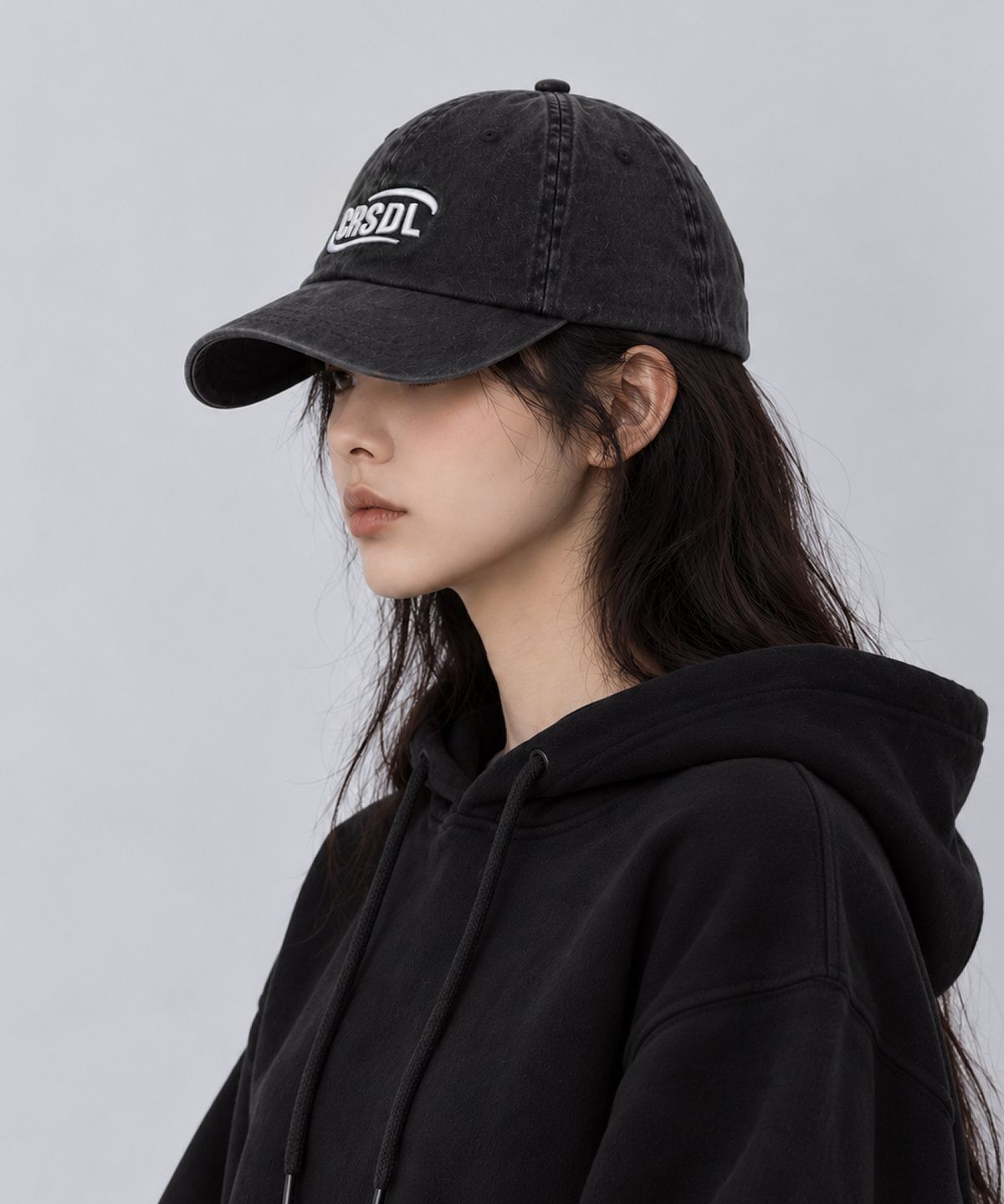 크림소다랩(CREAM SODA LAB) 씨알에스디엘 코튼 볼캡 피그먼트 블랙