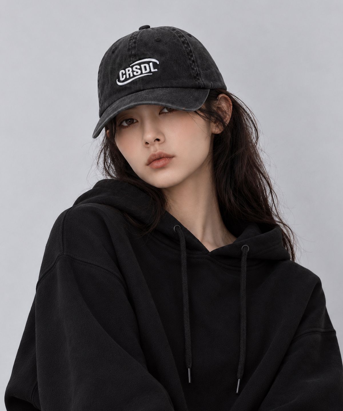 크림소다랩(CREAM SODA LAB) 씨알에스디엘 코튼 볼캡 피그먼트 블랙