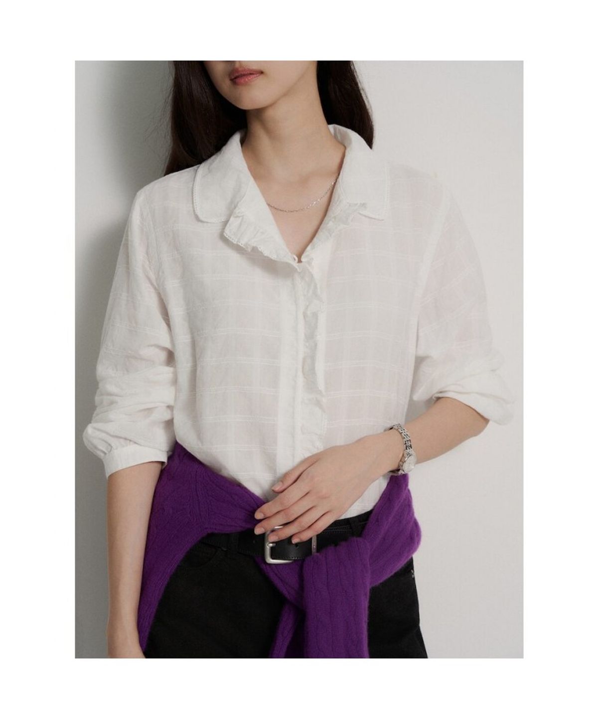 빈폴 레이디스(BEANPOLE LADIES) 레이스 러플 블라우스  화이트 (BF6964C251)