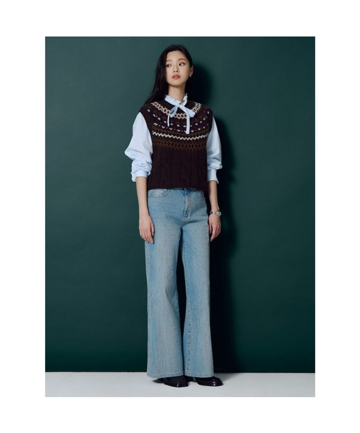빈폴 레이디스(BEANPOLE LADIES) 페어아일 니트 베스트  브라운 (BF695UC03D)