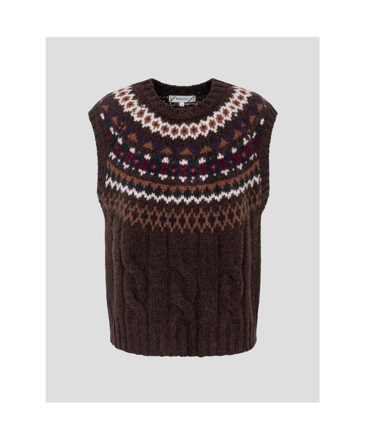 빈폴 레이디스(BEANPOLE LADIES) 페어아일 니트 베스트  브라운 (BF695UC03D)