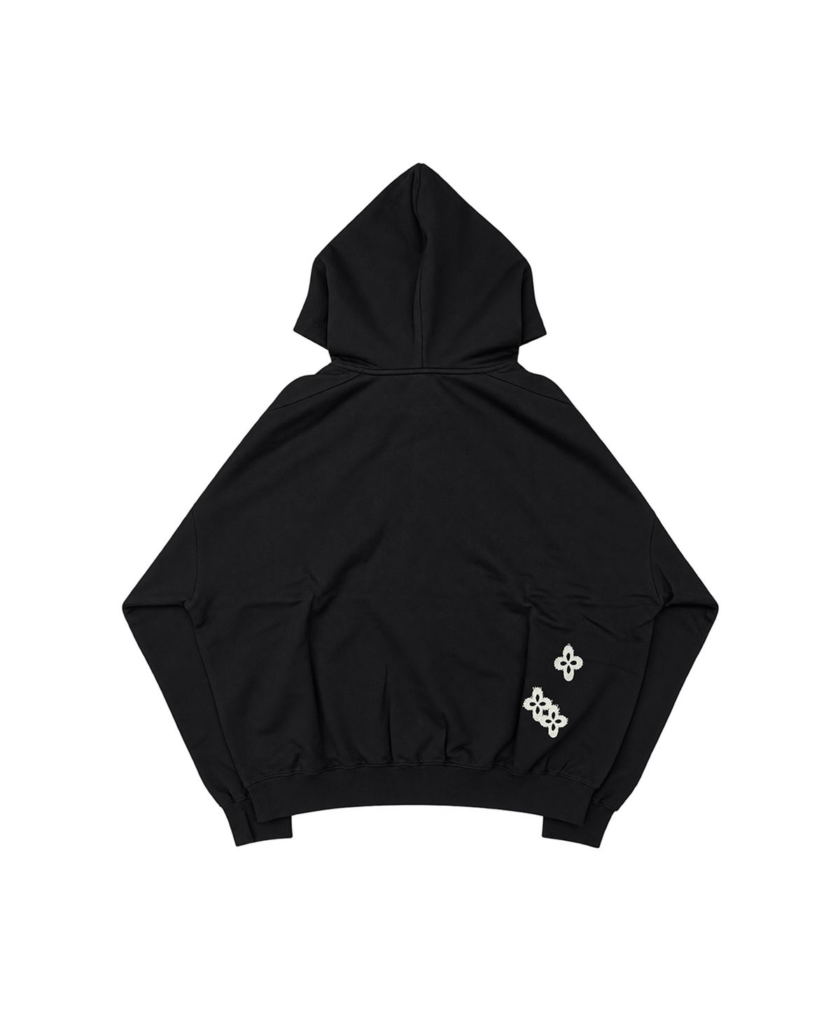 써저리(SURGERY) 프레이드 클로버 로고 후드 자켓 블랙