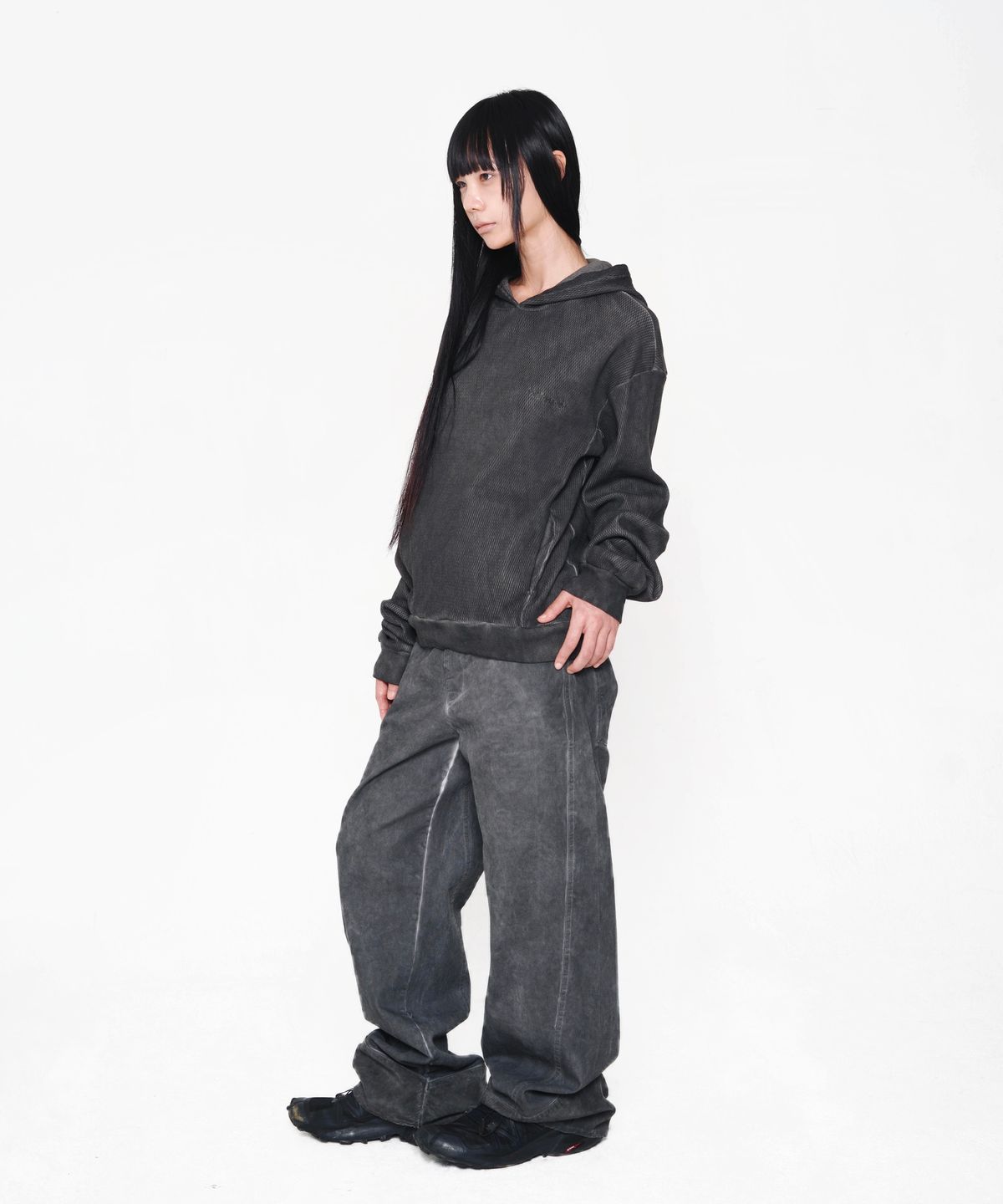미스테페넘(MYSTEPHENM) VOL. 5.0 Dyed Wide Pants BK