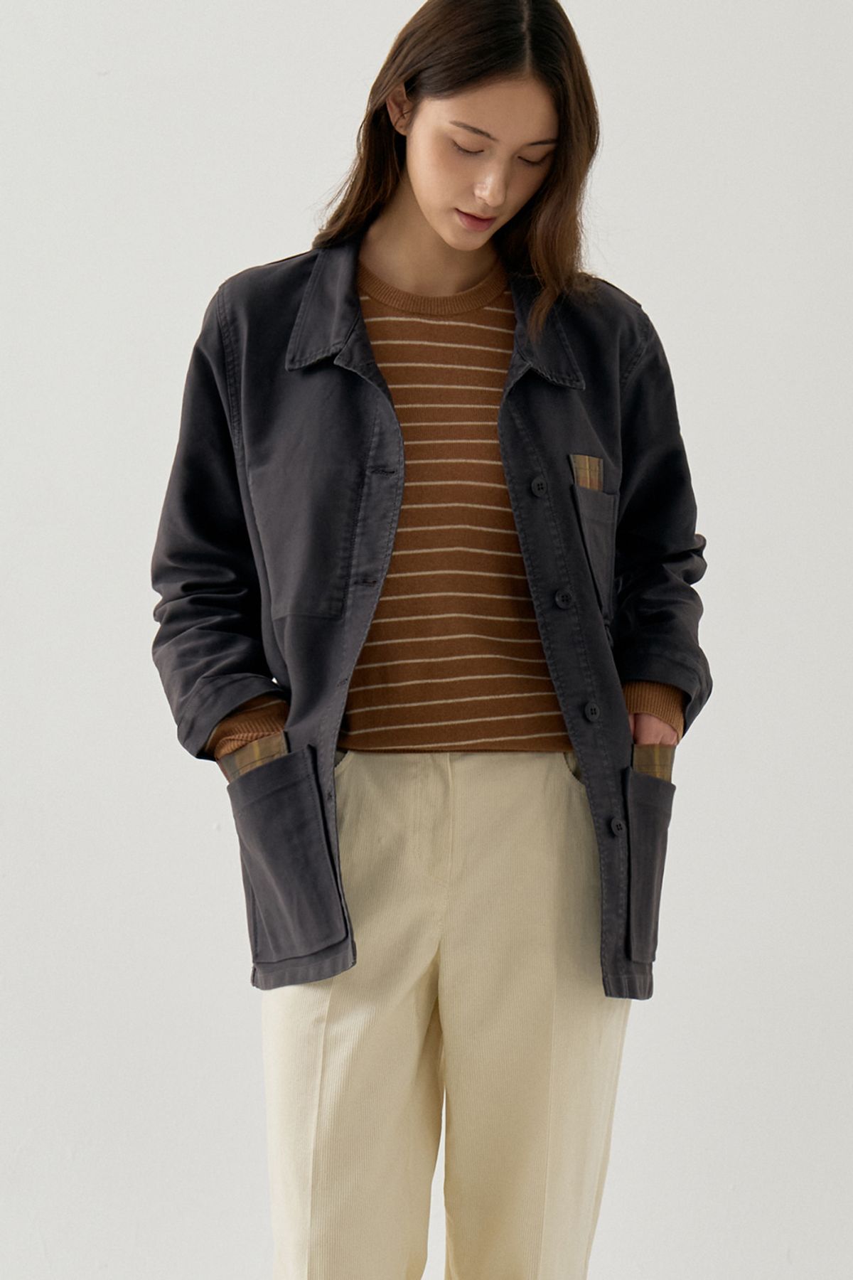르몽생미셸(LE MONT ST MICHEL) [26FW 서울에디션] (W)Genuine Lmsm Work Jacket_Dark Navy