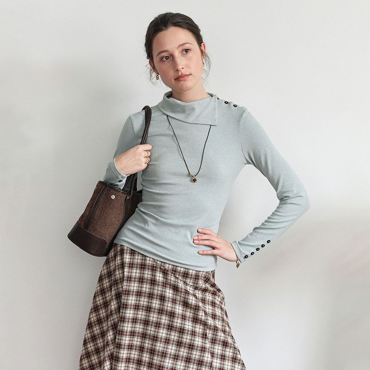 심플레트로(SIMPLE RETRO) SR_Side open collar top