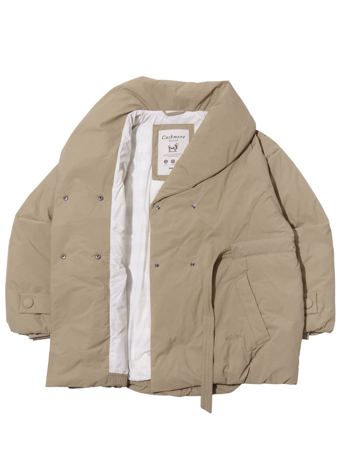 아이더(EIDER) Etoffe (에토프) 여성 캐시미어 블렌드 미들 숄 코트 다운 자켓_Beige_DWW26564E2