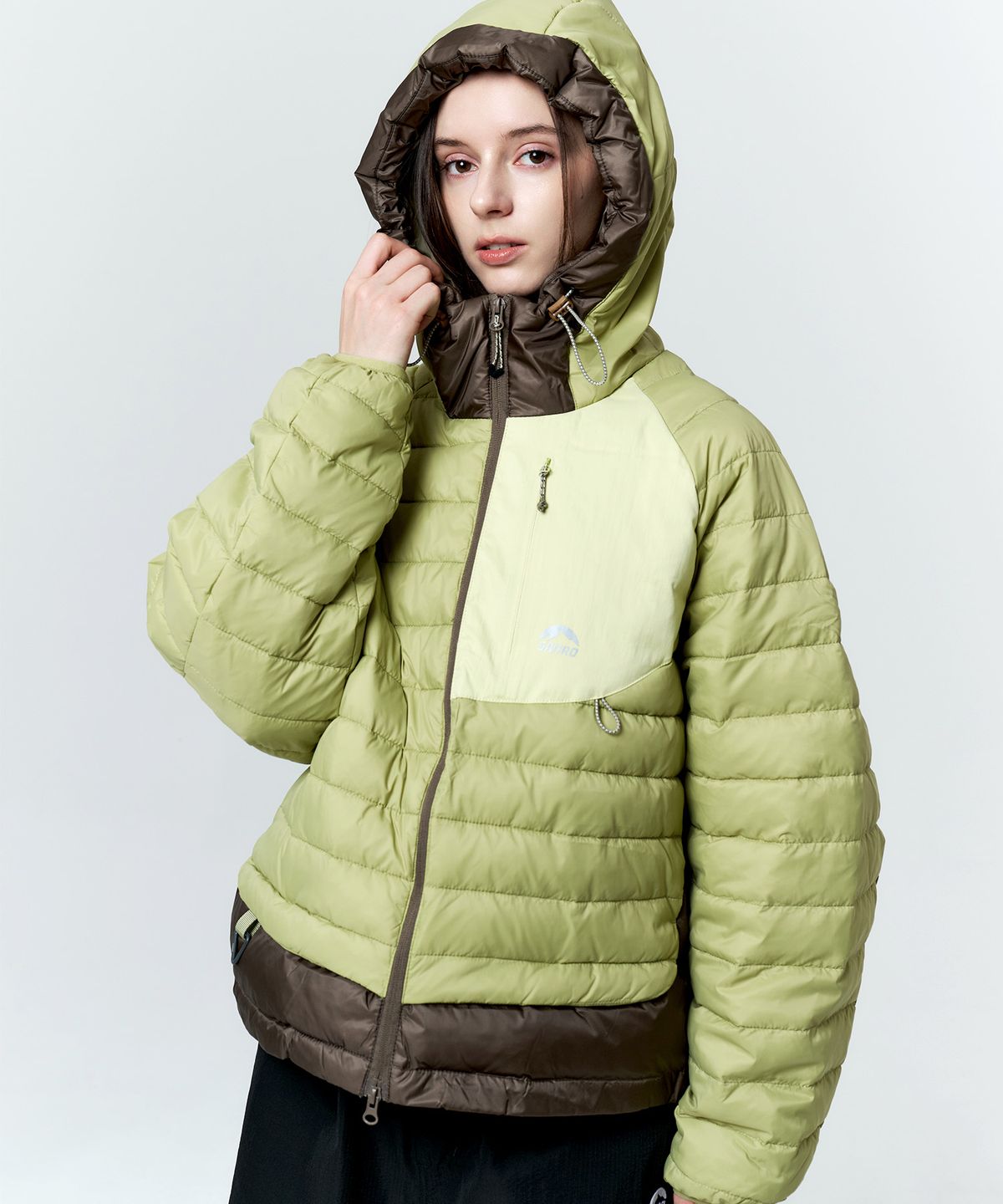 산로(SANRO) [UNISEX] 라이트 하이킹 패딩자켓 - 라임브라운