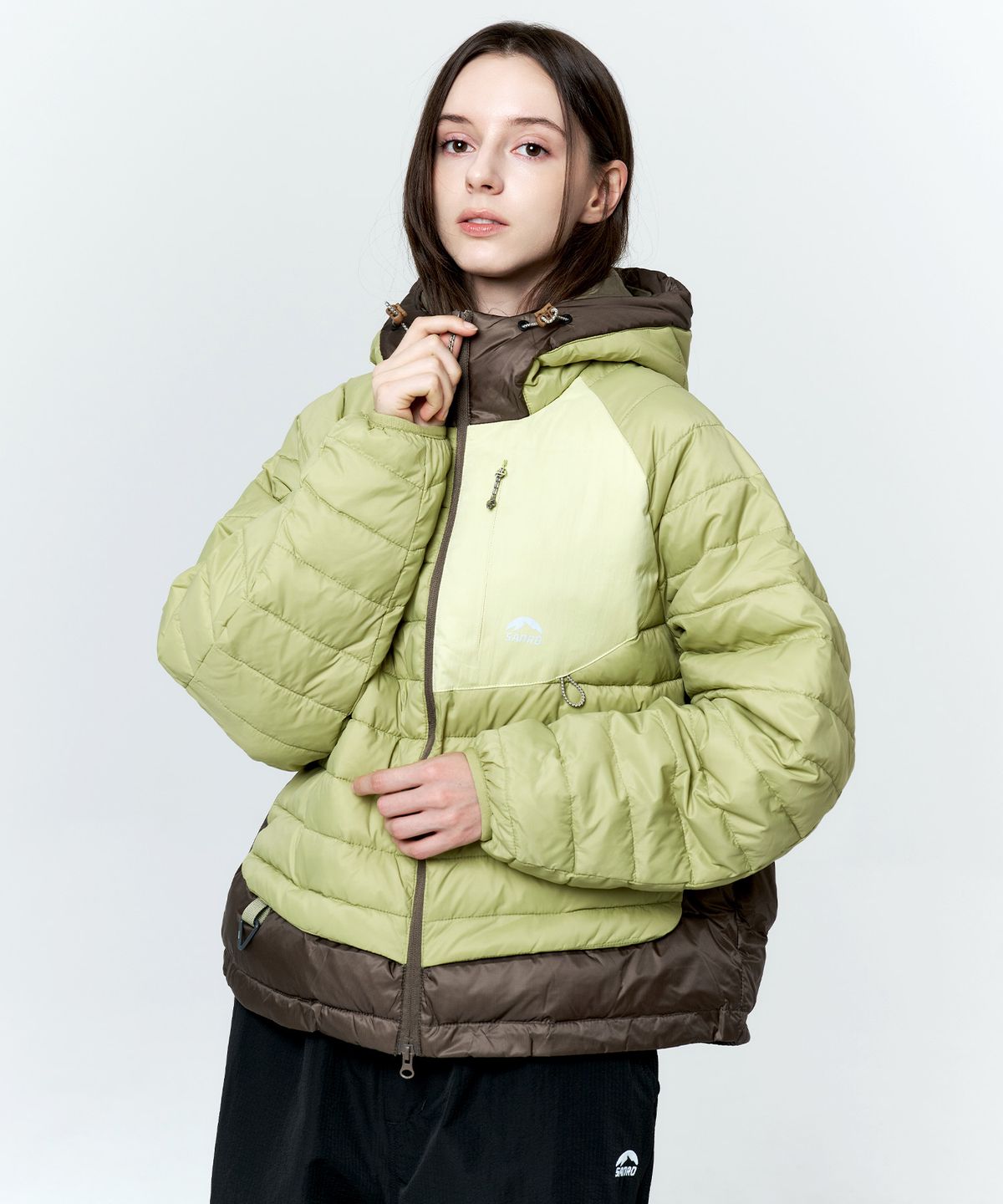 산로(SANRO) [UNISEX] 라이트 하이킹 패딩자켓 - 라임브라운