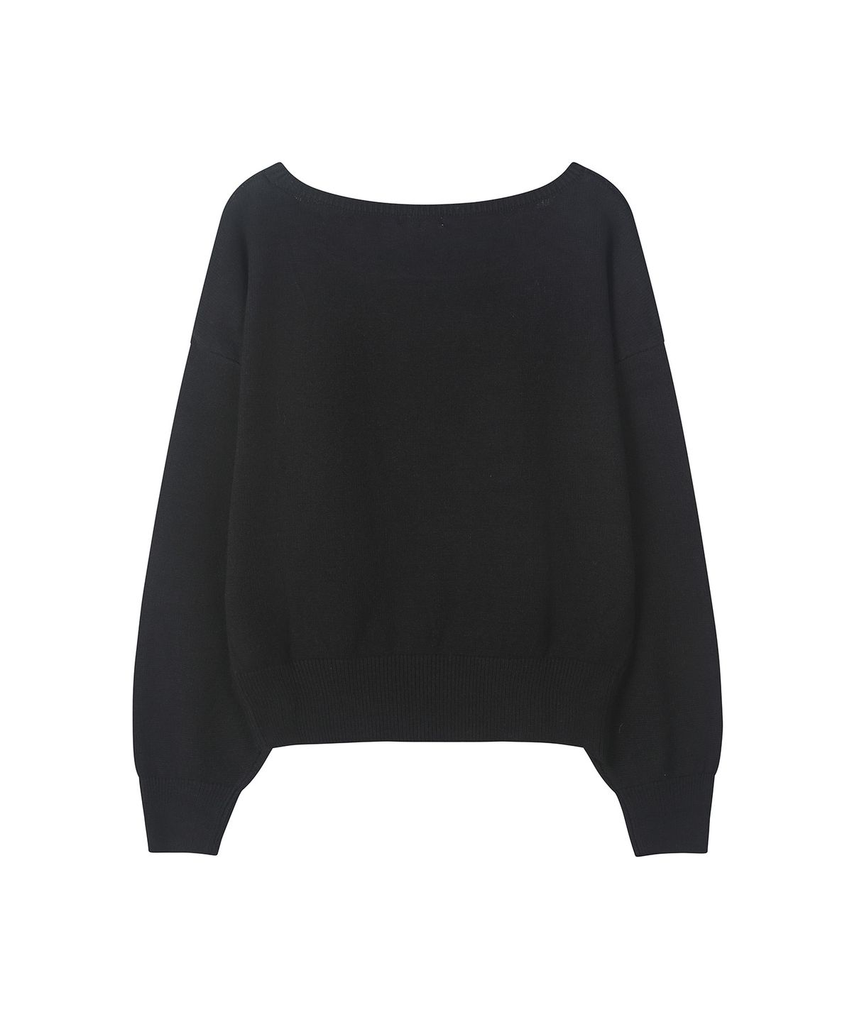 세컨모놀로그(SECONDMONO) [니들 콜라보]2-Way Boat Neck Knit [BLACK]_SEWKT017BLACK