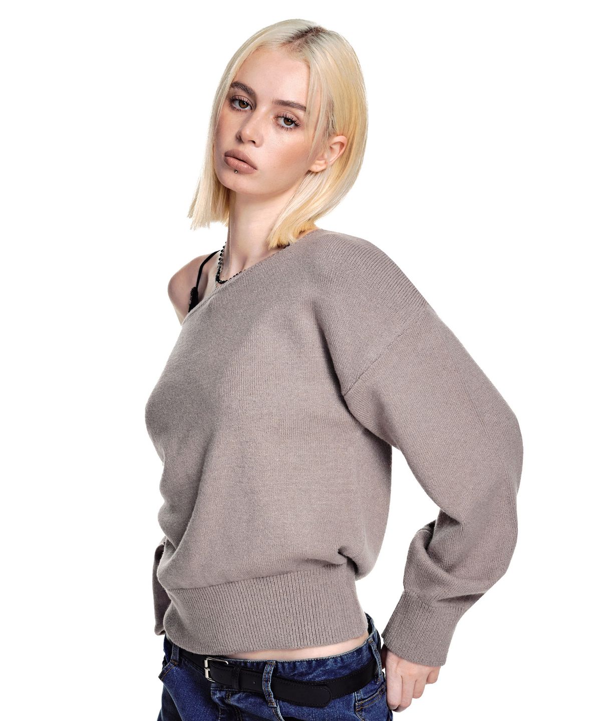 세컨모놀로그(SECONDMONO) [니들 콜라보]2-Way Boat Neck Knit [MOCHA]_SEWKT017MOCHA