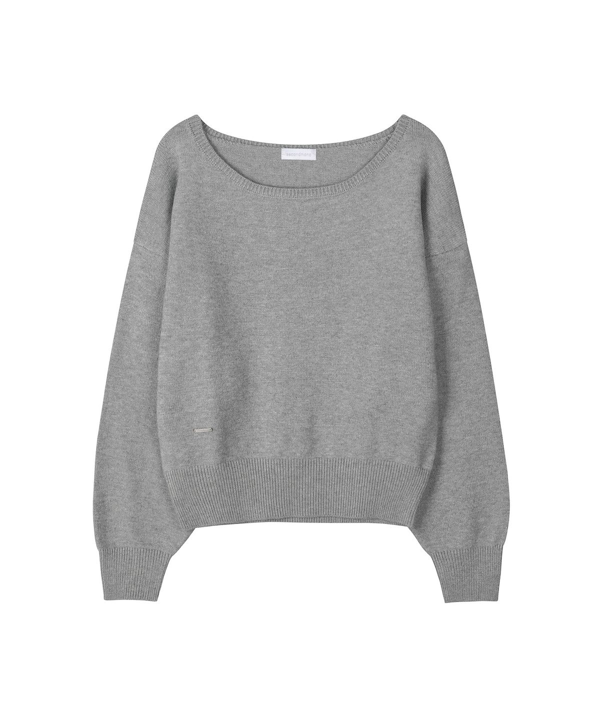 세컨모놀로그(SECONDMONO) [니들 콜라보]2-Way Boat Neck Knit [GRAY]_SEWKT017GRAY