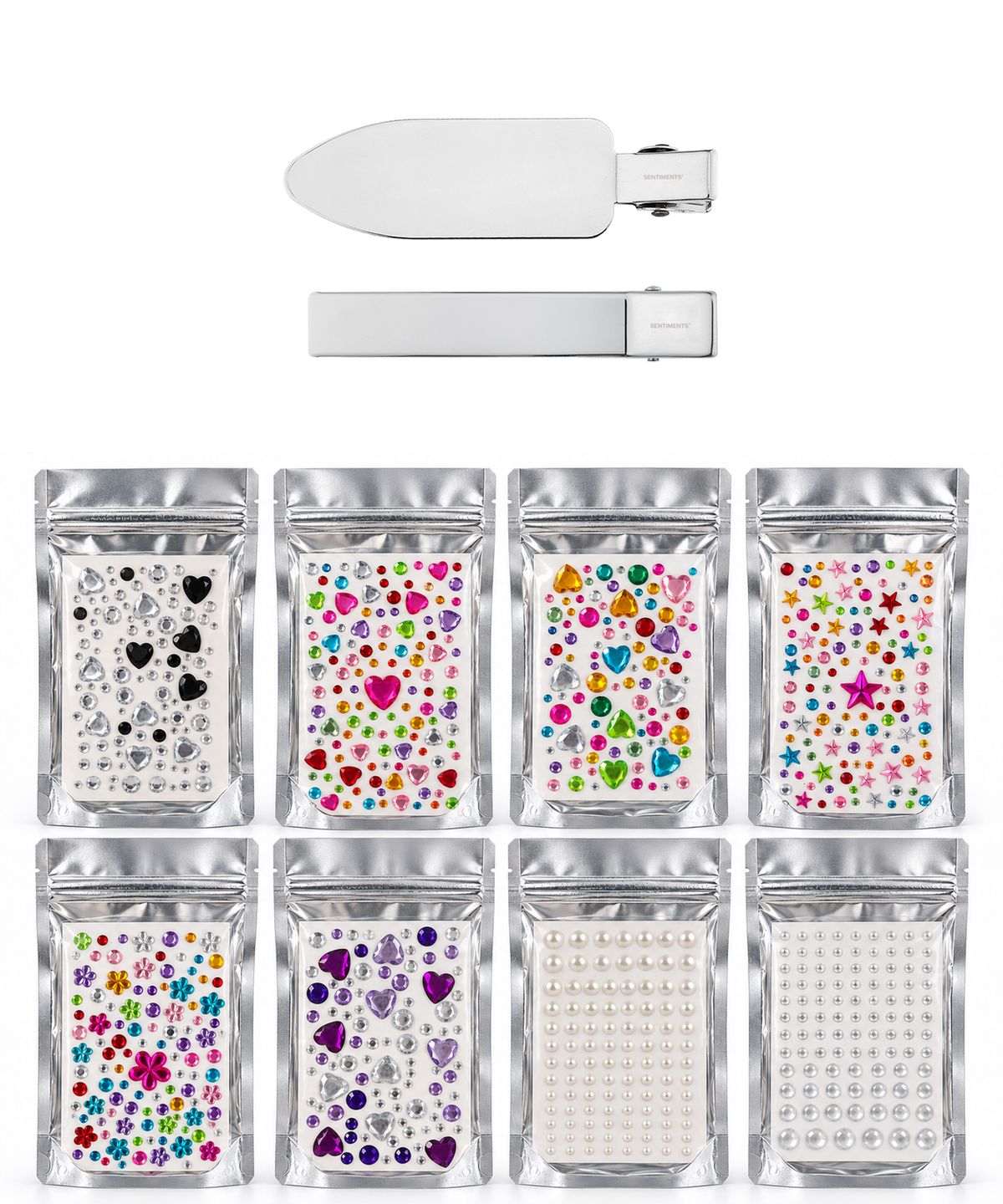 센티멍(SENTIMENTS) [무신사 단독] NO.820 [SILVER] DIY HAIR PIN + GEM STICKER 8SET