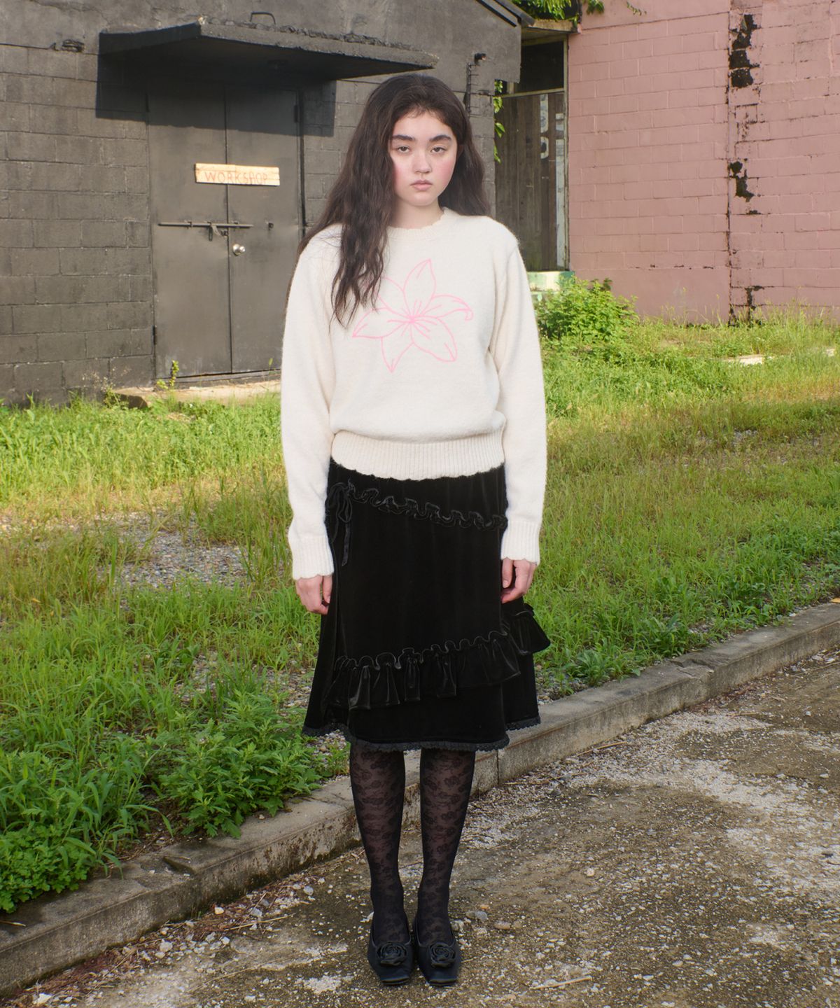 파퓸드로브(PARFUM DE LAUBE) Flora Hairy Knit Top Ivory