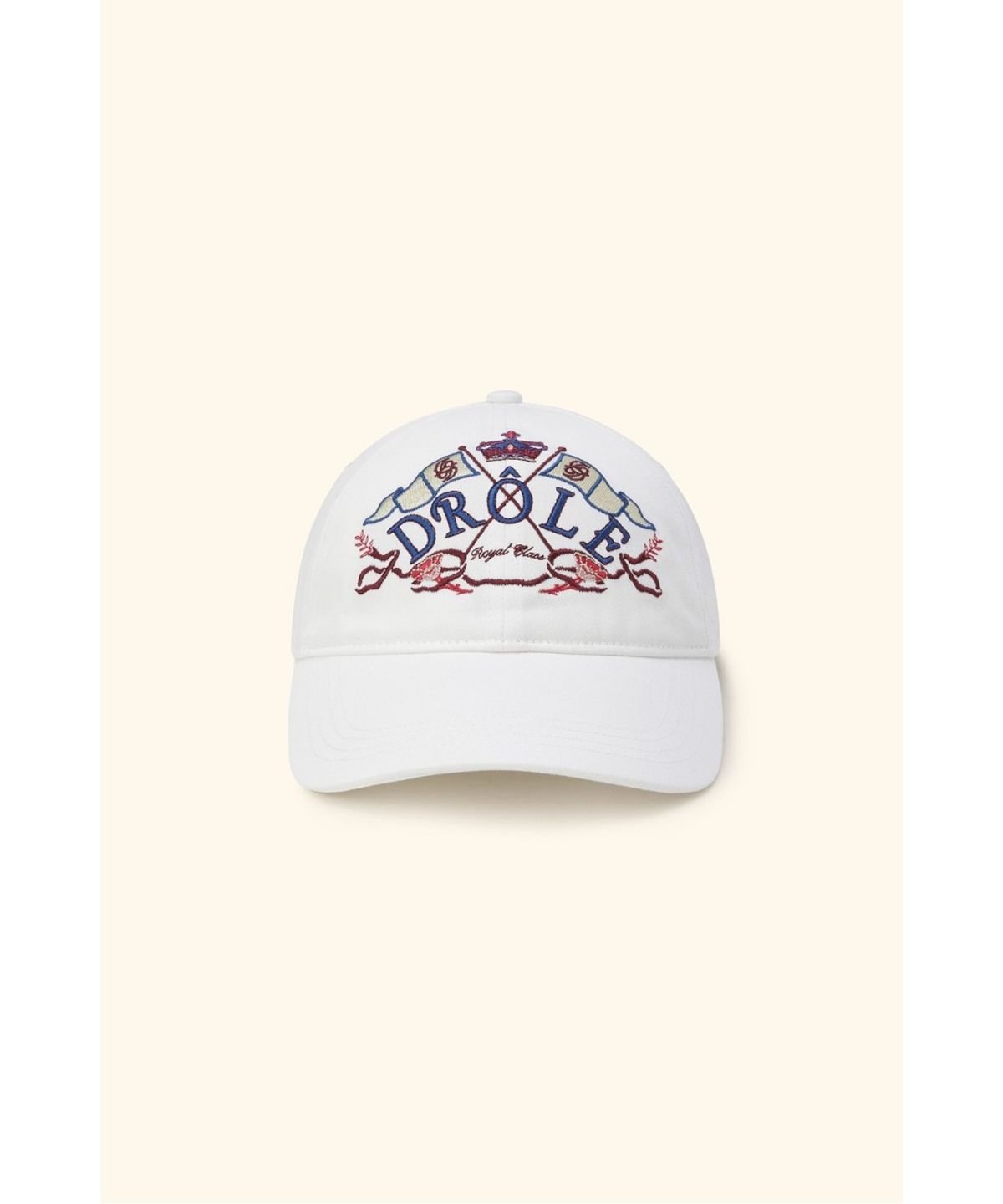 드롤드무슈(DROLE DE MONSIEUR) Drole Crest Embroidered Cap D4RAW26108WHX