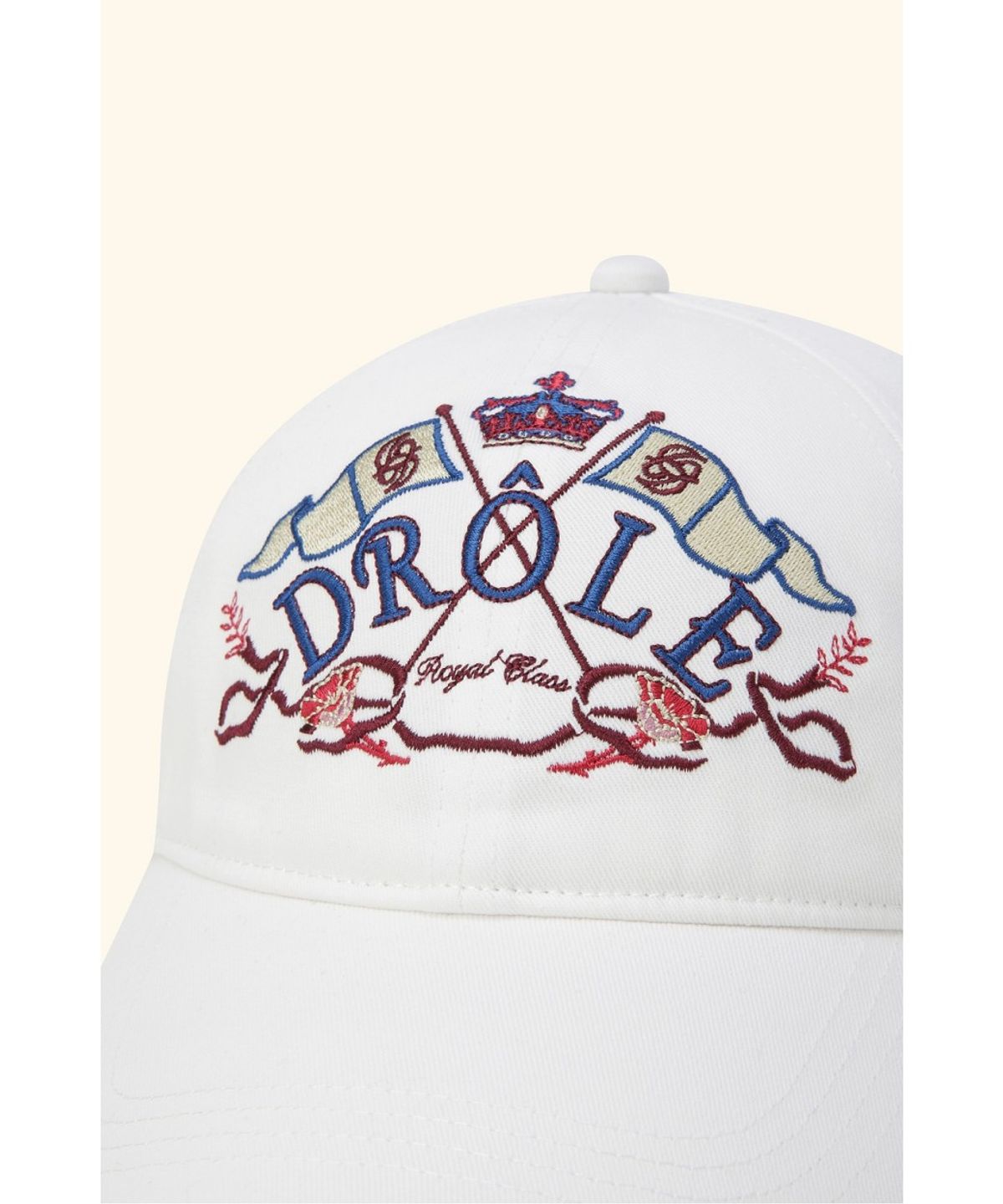 드롤드무슈(DROLE DE MONSIEUR) Drole Crest Embroidered Cap D4RAW26108WHX