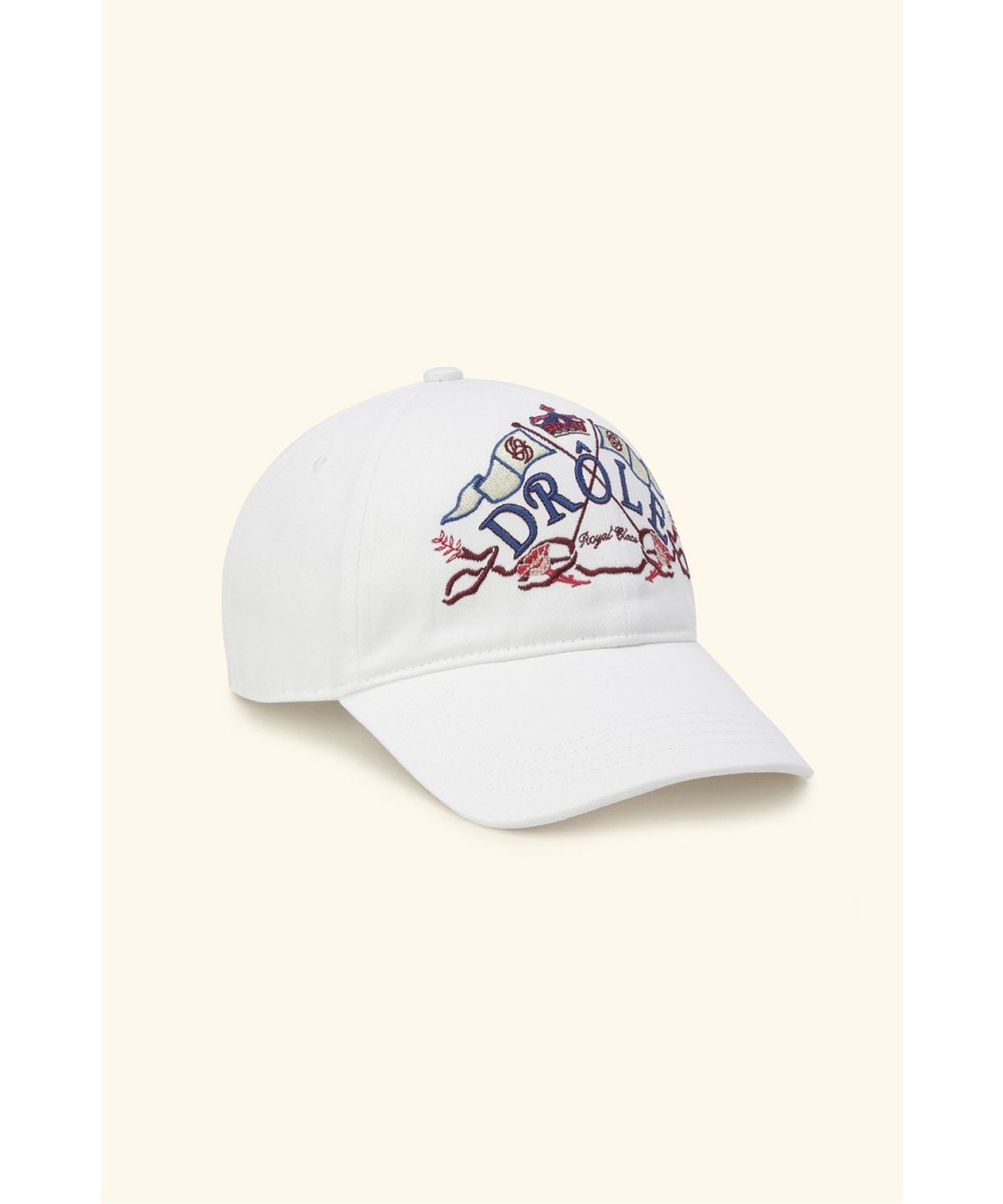 드롤드무슈(DROLE DE MONSIEUR) Drole Crest Embroidered Cap D4RAW26108WHX