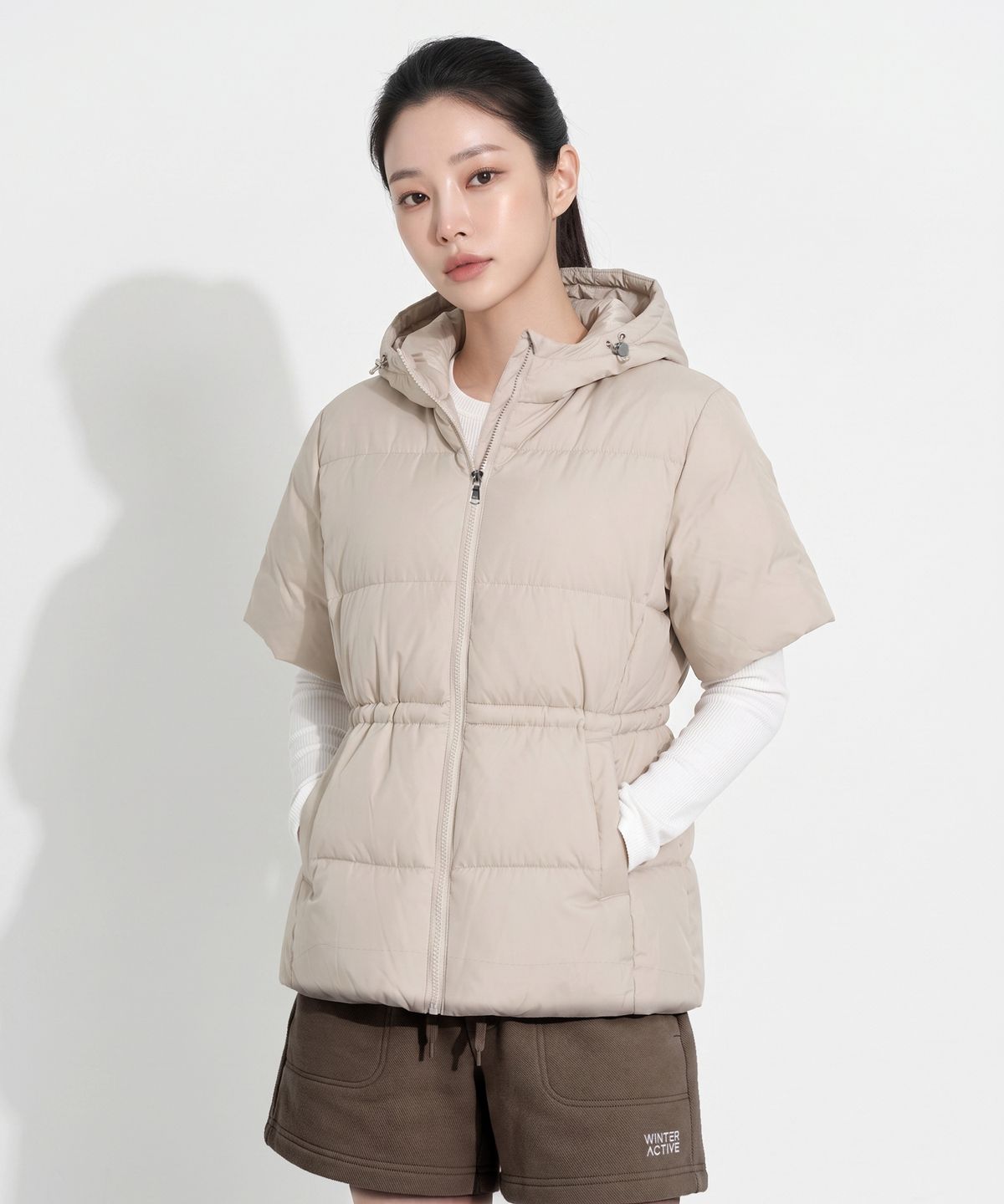 투엘라(2ELA) 여성 글로우웜 후드 반팔 패딩 자켓 3 Colors