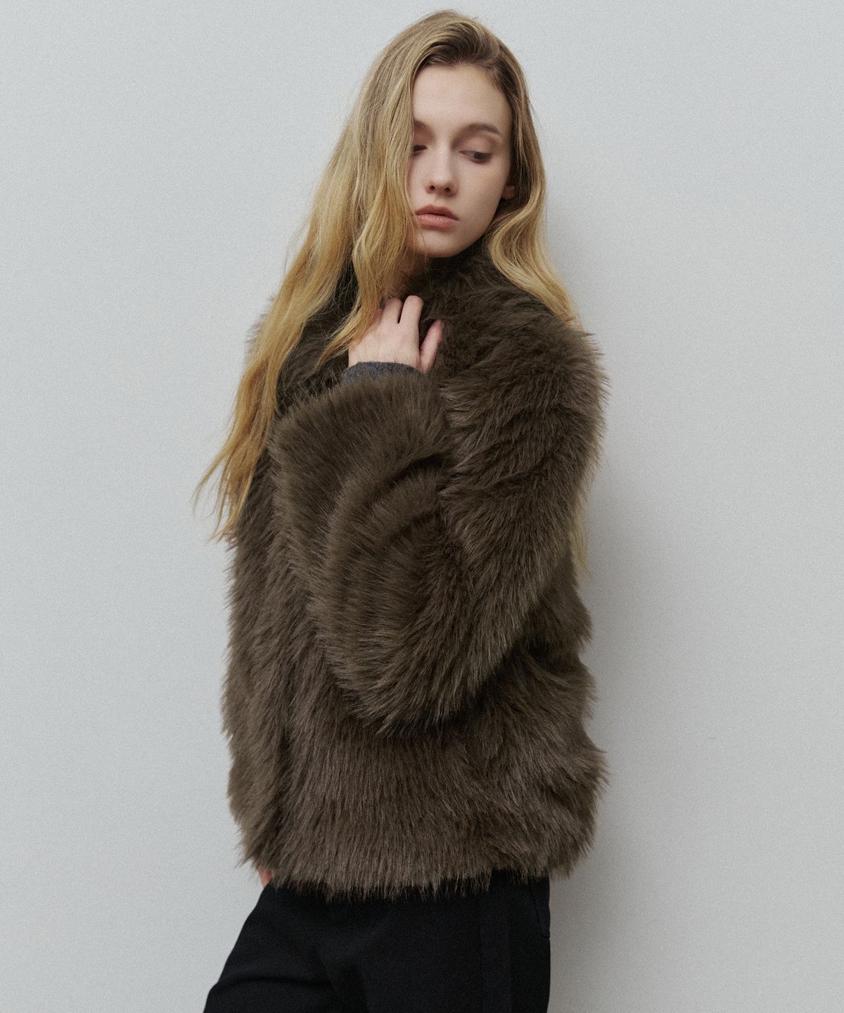 레프트서울(LEFTSEOUL) 소프트 퍼 자켓 [다크브라운]