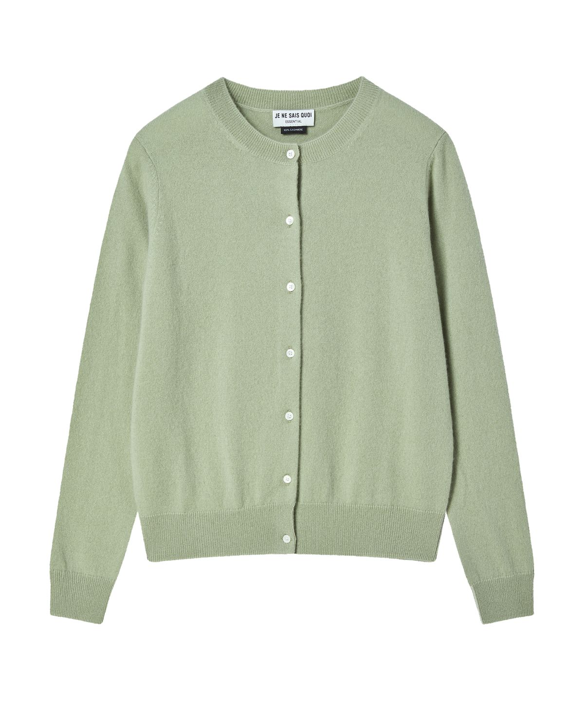 주느세콰(JE NE SAIS QUOI) [100 cashmere] 에센셜 크루넥 캐시미어 가디건_세이지그린