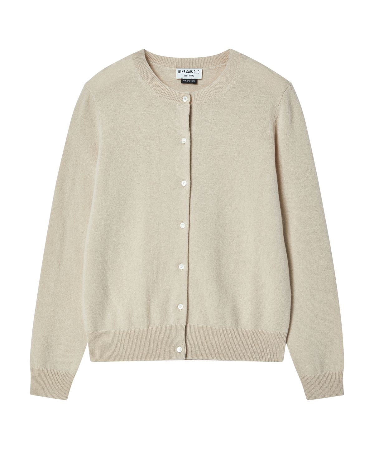 주느세콰(JE NE SAIS QUOI) [100 cashmere] 에센셜 크루넥 캐시미어 가디건_라이트베이지
