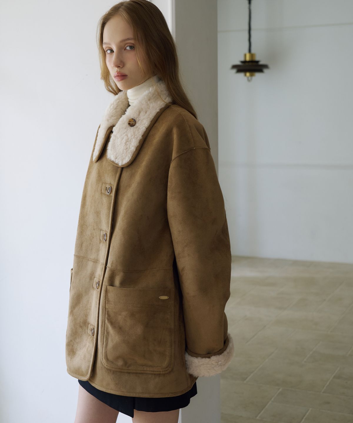드헤베(DEHEVE) Reversible Suede High-Neck Mustang [Brown]