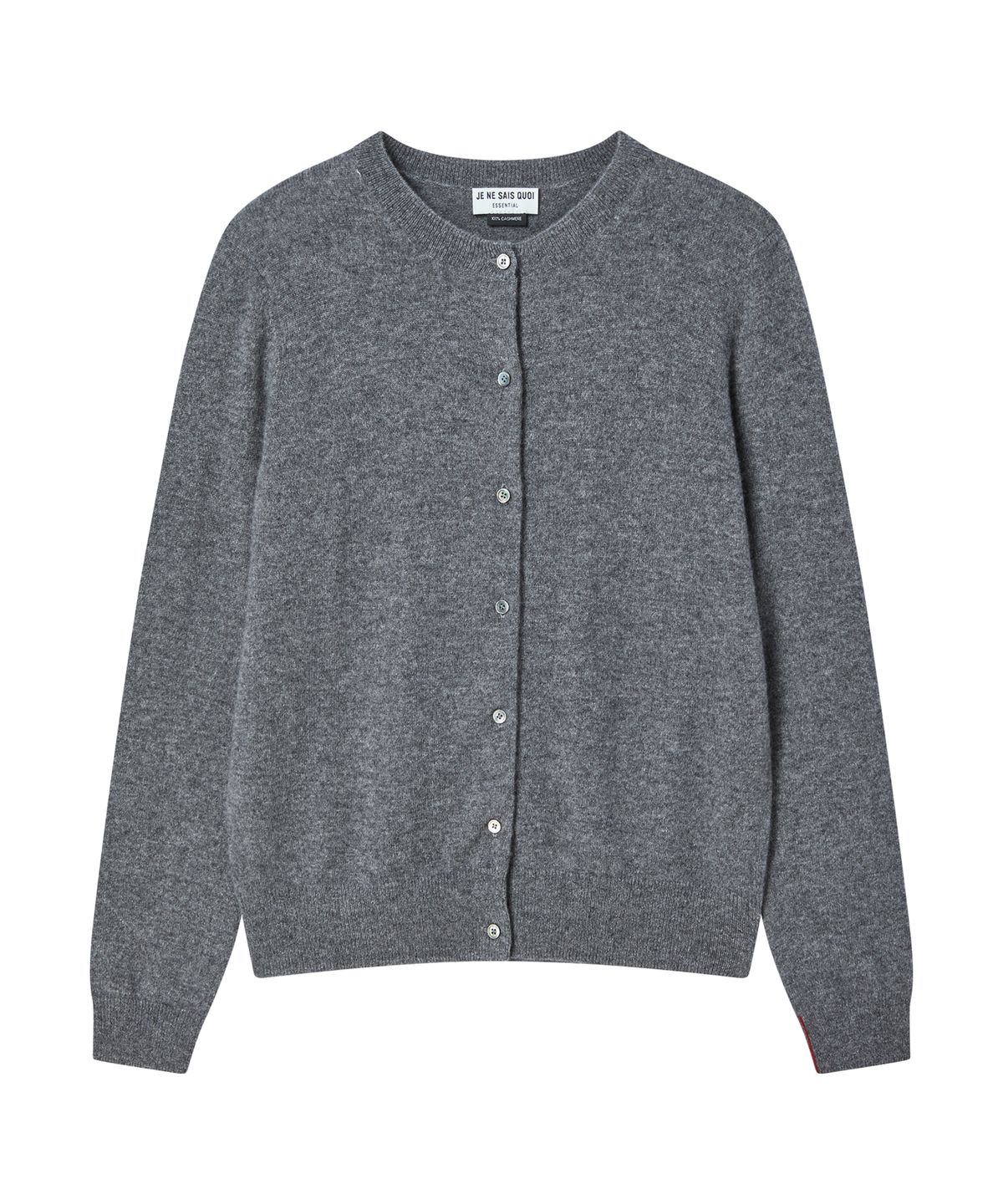 주느세콰(JE NE SAIS QUOI) [100 cashmere] 에센셜 크루넥 캐시미어 가디건_멜란지그레이