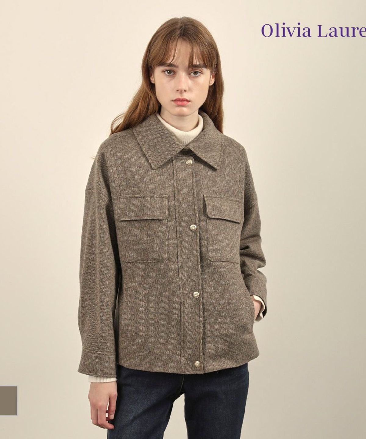 올리비아로렌(OLIVIALAUREN) 헤링본 숏자켓_VOCFU4W9141
