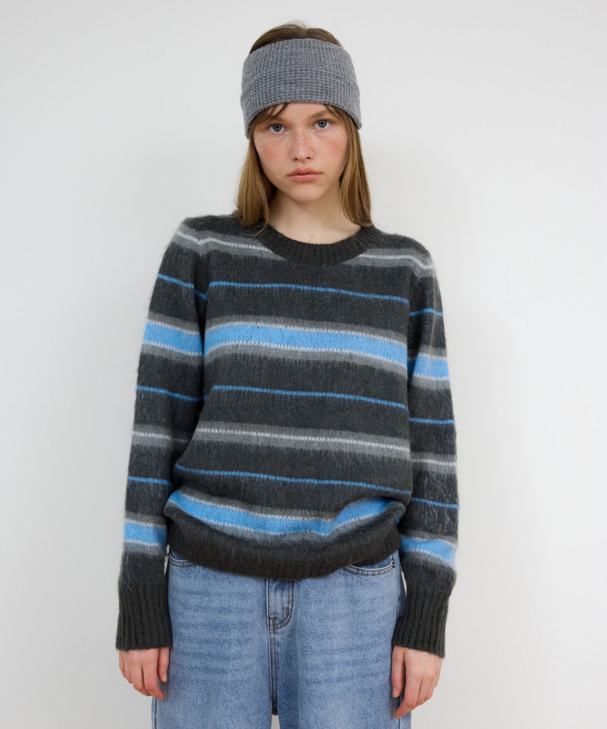토아베(TOAVE) Hairy Wool Striped Knit (Blue)