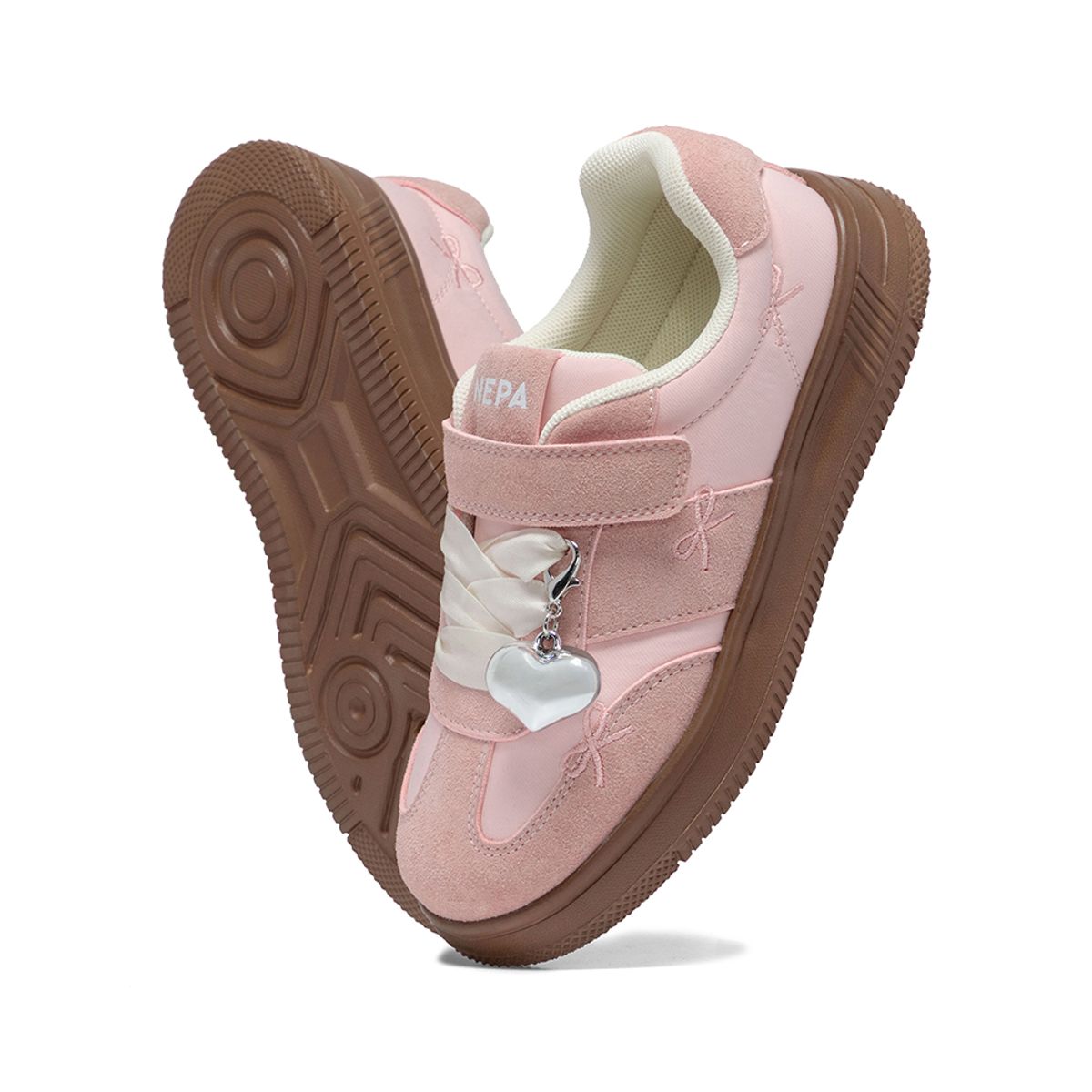 네파 키즈 악세서리(NEPAKIDS ACC) 에스텔 신꾸 하트참 스트랩 운동화 핑크 NE6FW02PNK