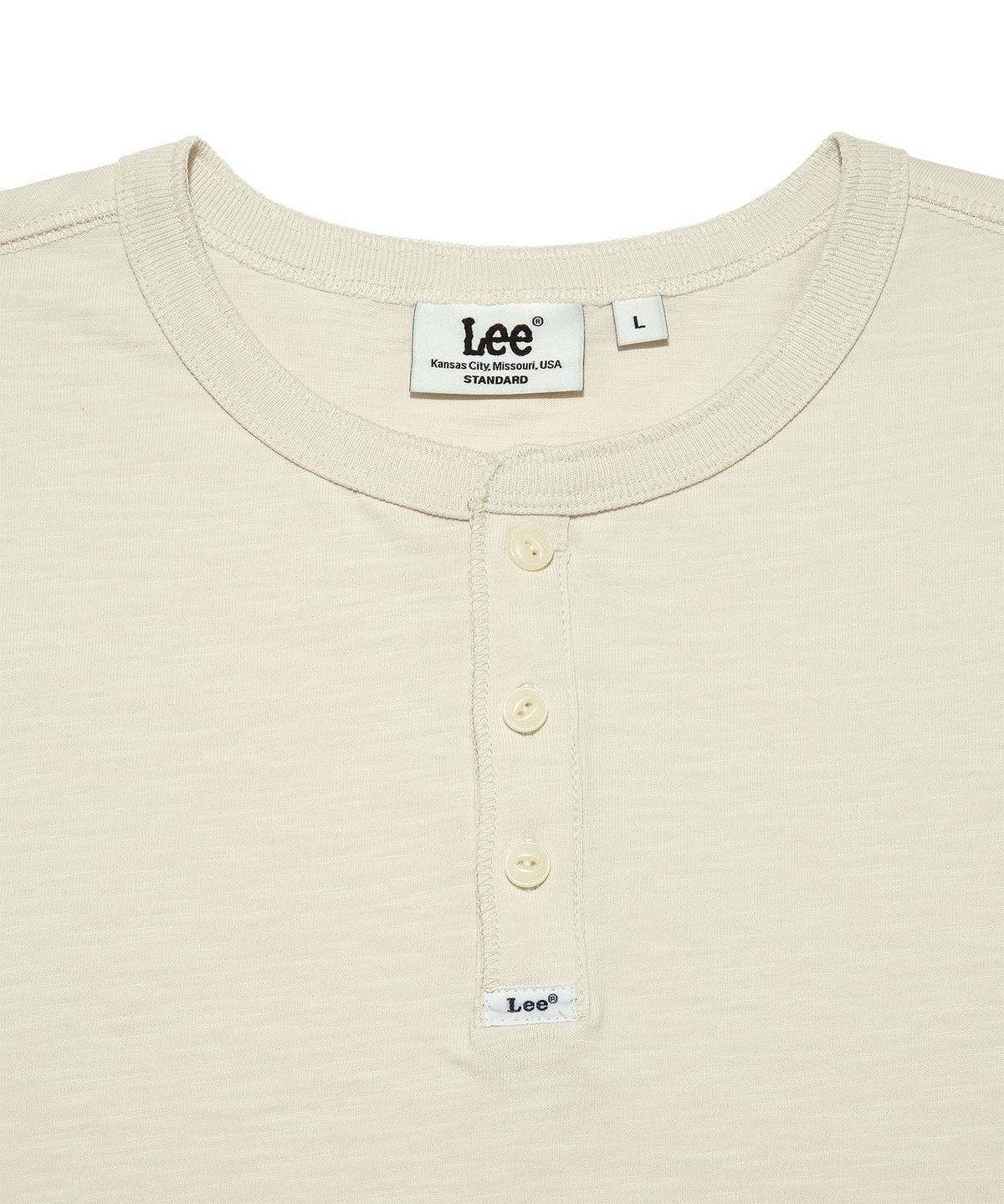 리(LEE) 헨리넥 슬럽 긴팔 티셔츠 아이보리