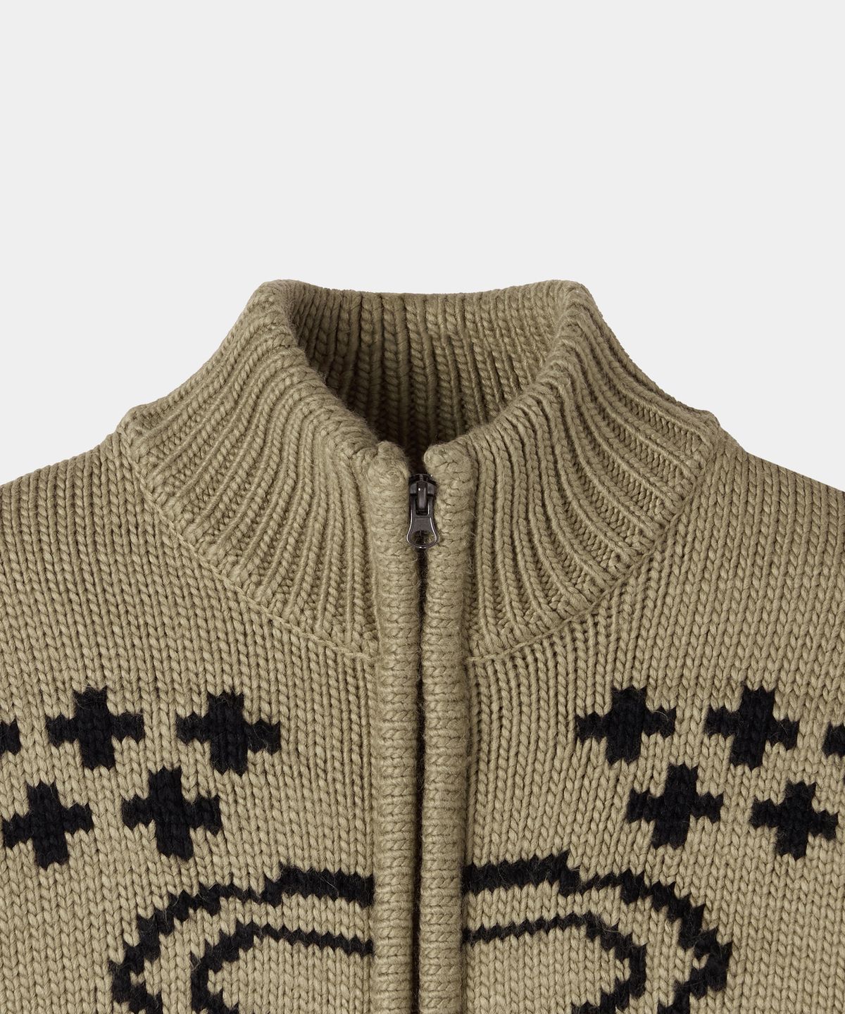 메종미네드(MAISON MINED) CELTIC CROSS KNIT ZIP-UP BROWN