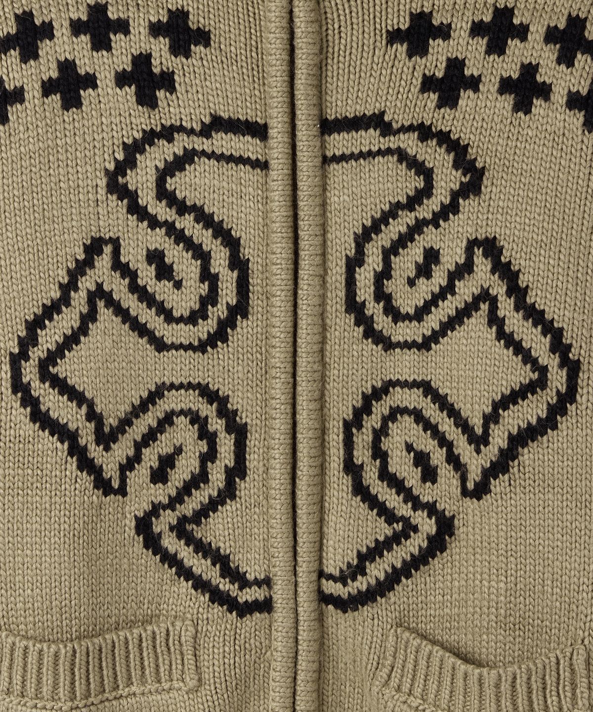 메종미네드(MAISON MINED) CELTIC CROSS KNIT ZIP-UP BROWN