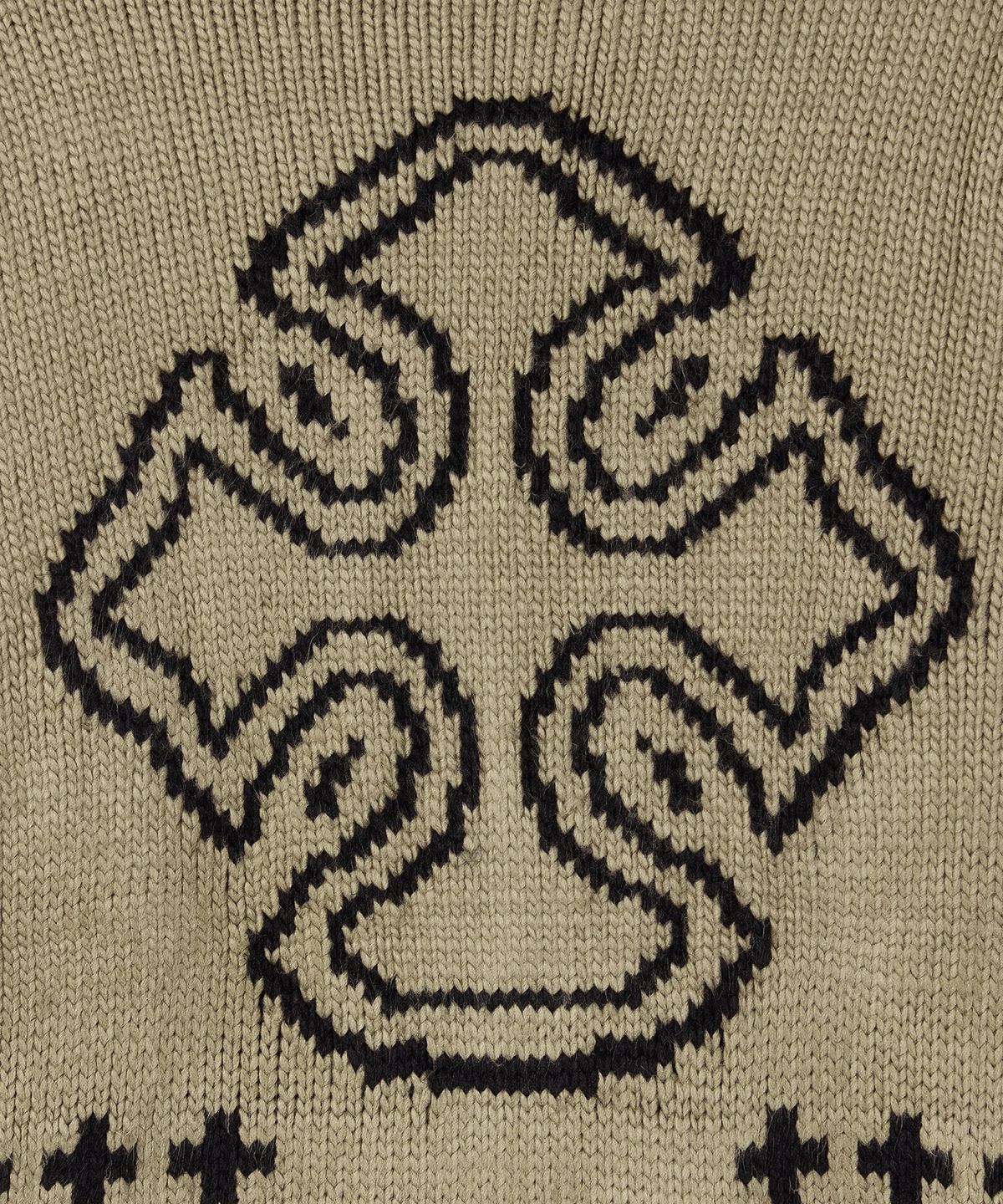메종미네드(MAISON MINED) CELTIC CROSS KNIT ZIP-UP BROWN