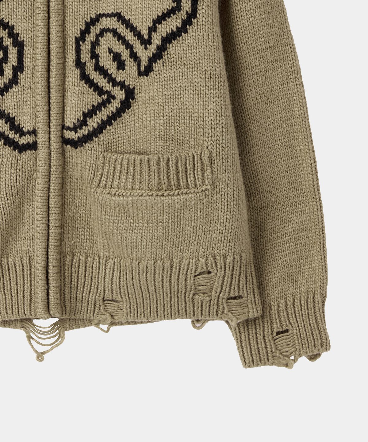 메종미네드(MAISON MINED) CELTIC CROSS KNIT ZIP-UP BROWN