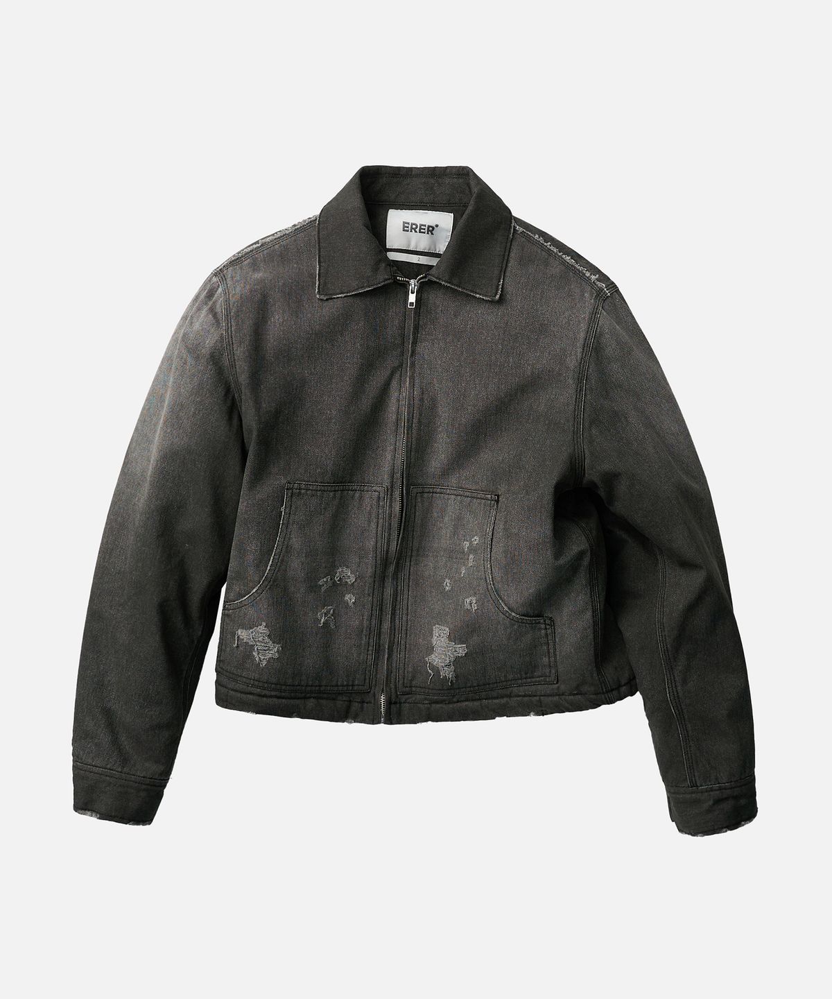 에르에르(ERER) Vintage Washed Fleece Lined Work Jacket Charcoal