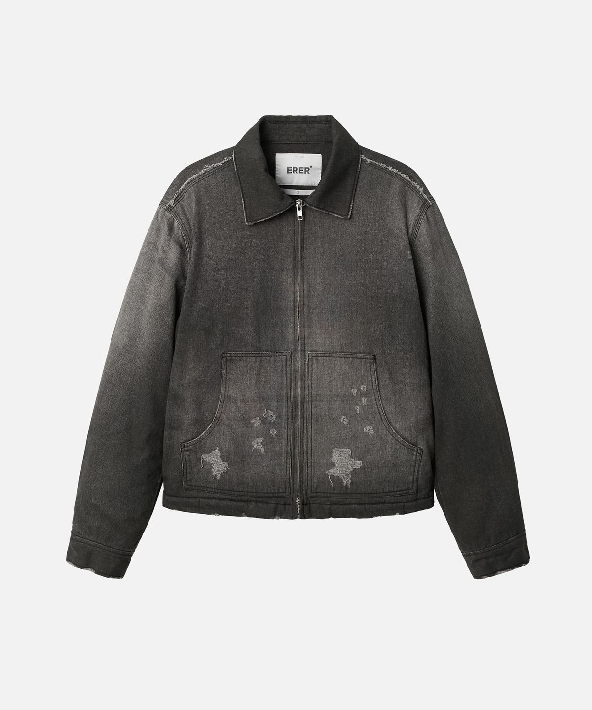 에르에르(ERER) Vintage Washed Fleece Lined Work Jacket Charcoal