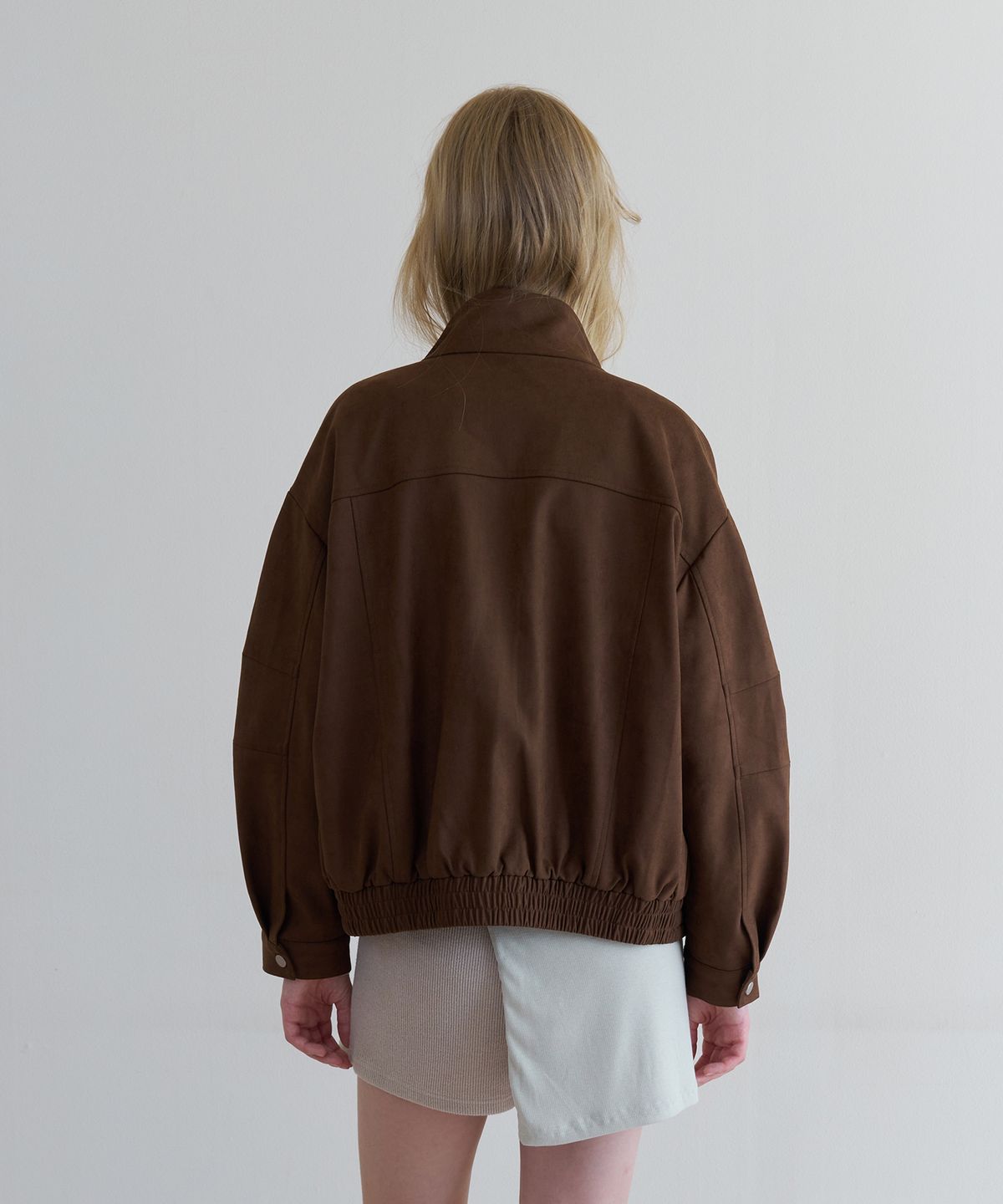 톤드(TONED) Oversized suede bomber jacket (brown)