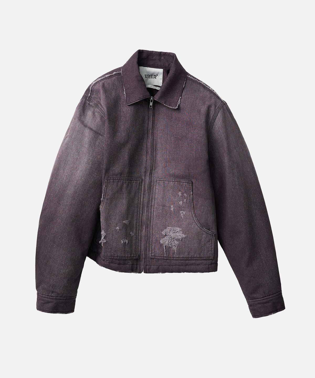 에르에르(ERER) Vintage Washed Fleece Lined Work Jacket Purple