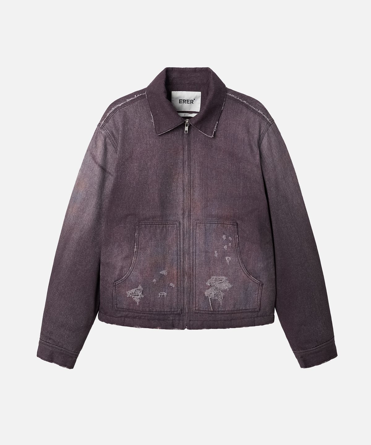 에르에르(ERER) Vintage Washed Fleece Lined Work Jacket Purple