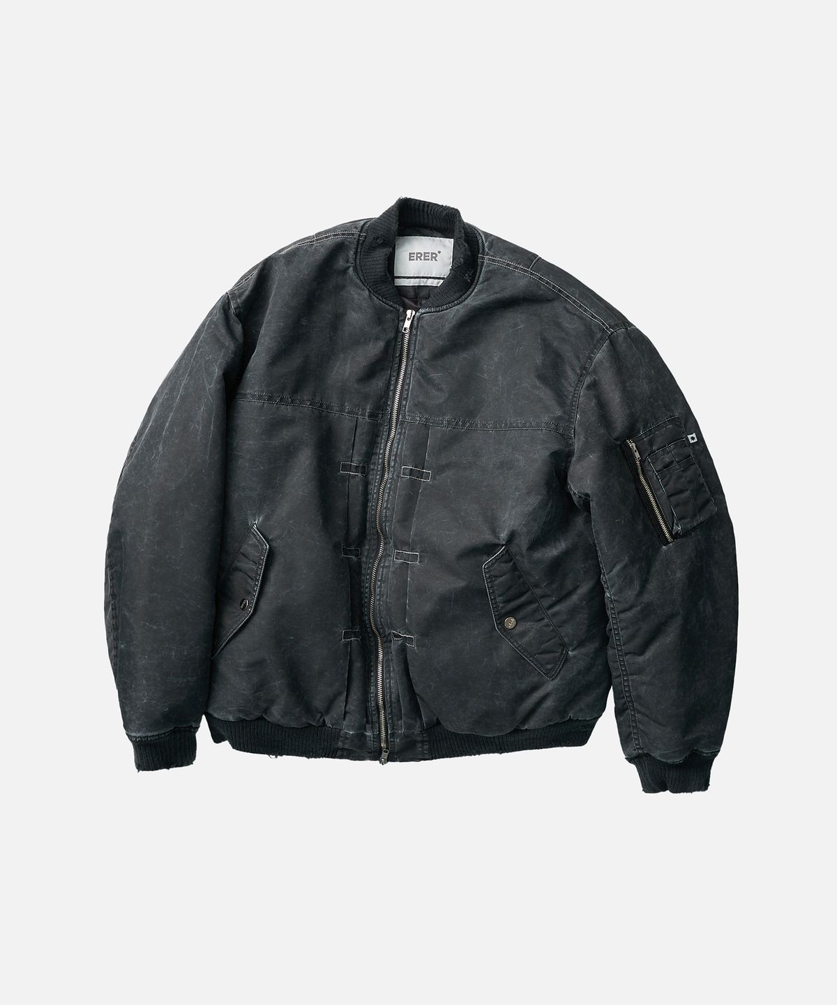 에르에르(ERER) Washed Pleated MA-1 Bomber Jacket Charcoal