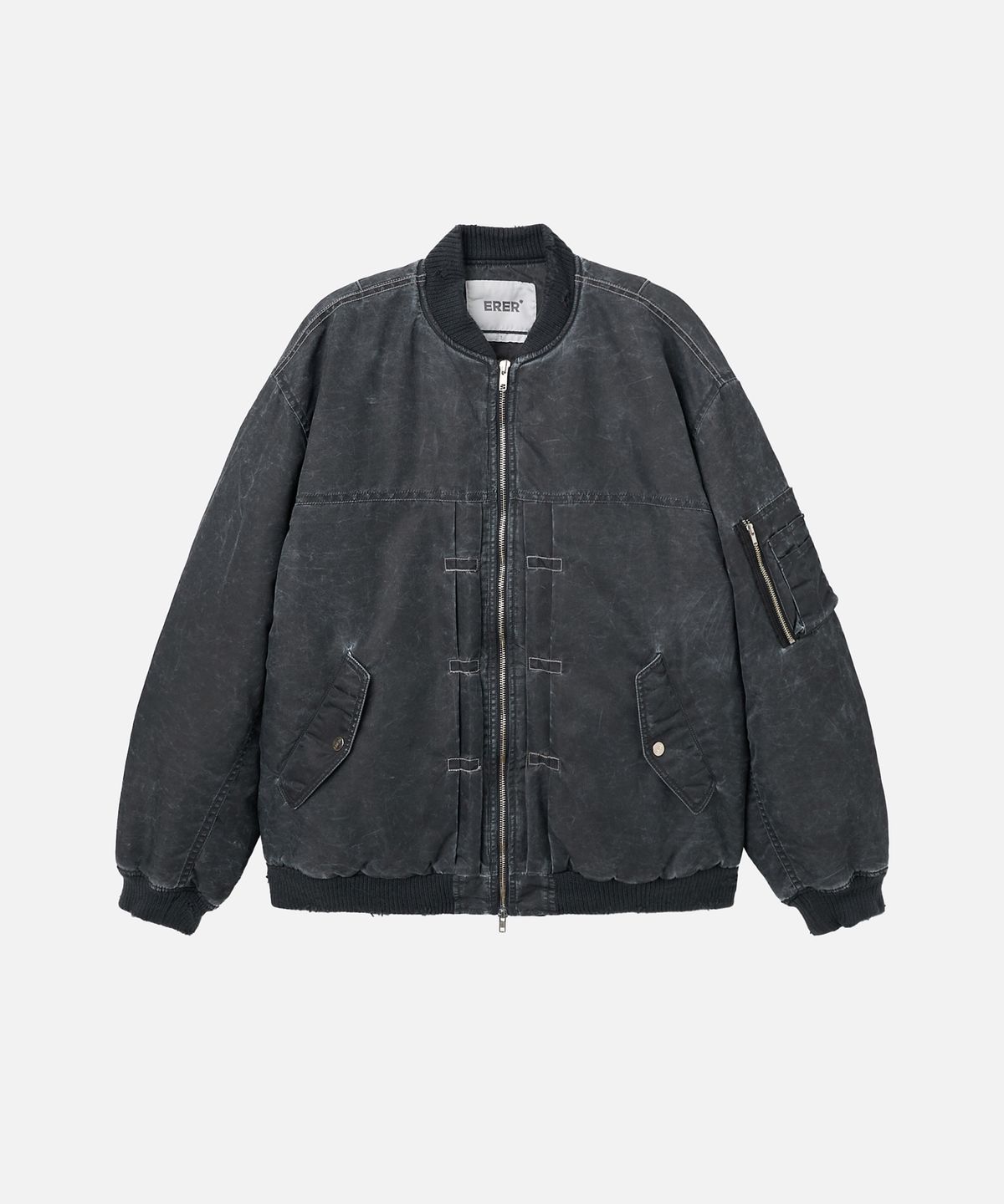 에르에르(ERER) Washed Pleated MA-1 Bomber Jacket Charcoal