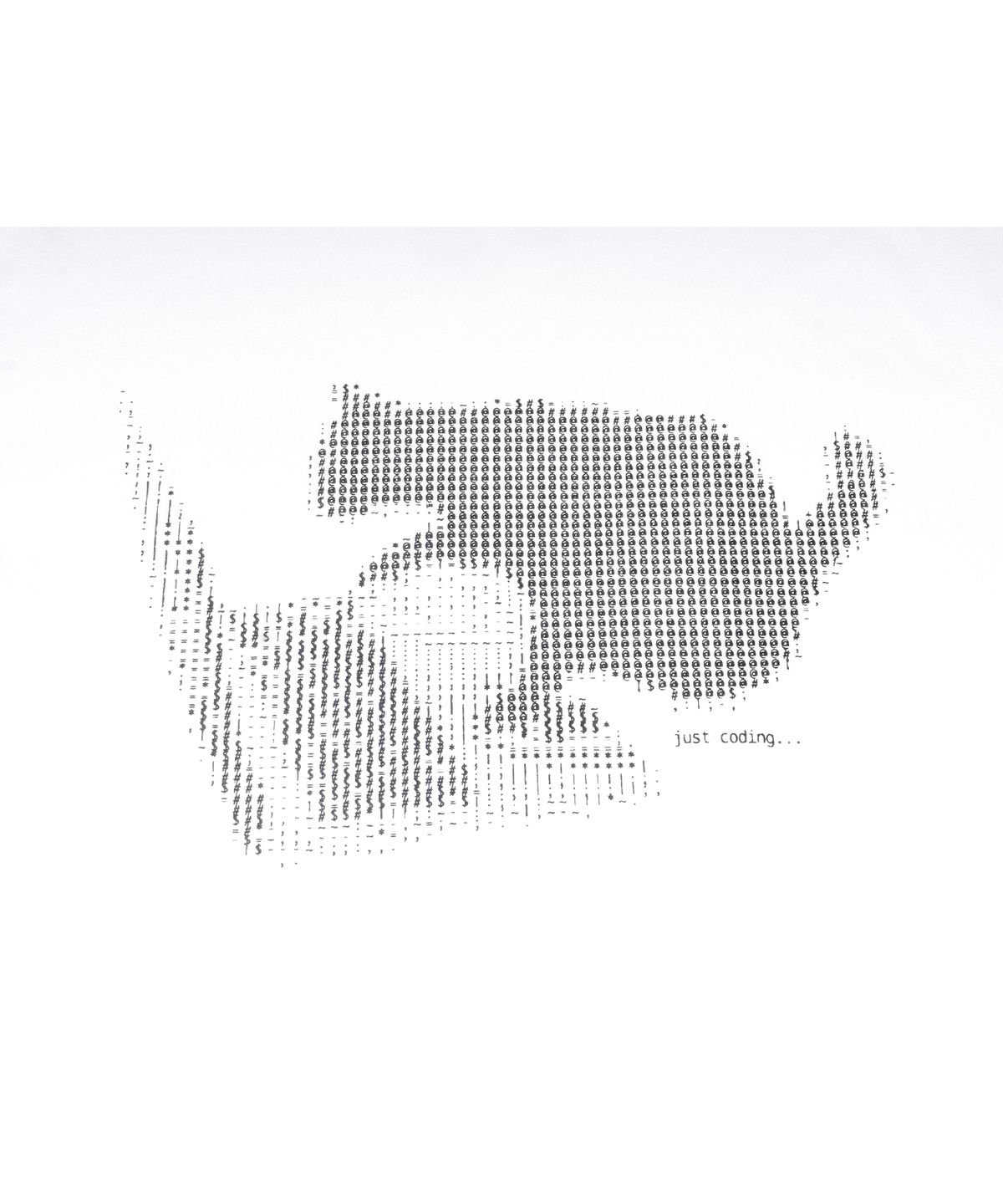 본프롬바이너리(BORNFROMBINARY) ASCII Cat Print T-Shirt (White)