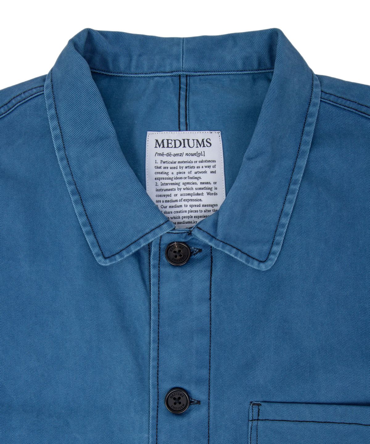 미디엄스(MEDIUMS) Washed Twill French Work Jacket - Blue (워시드 트윌 프렌치 워크 자켓 - 블루)
